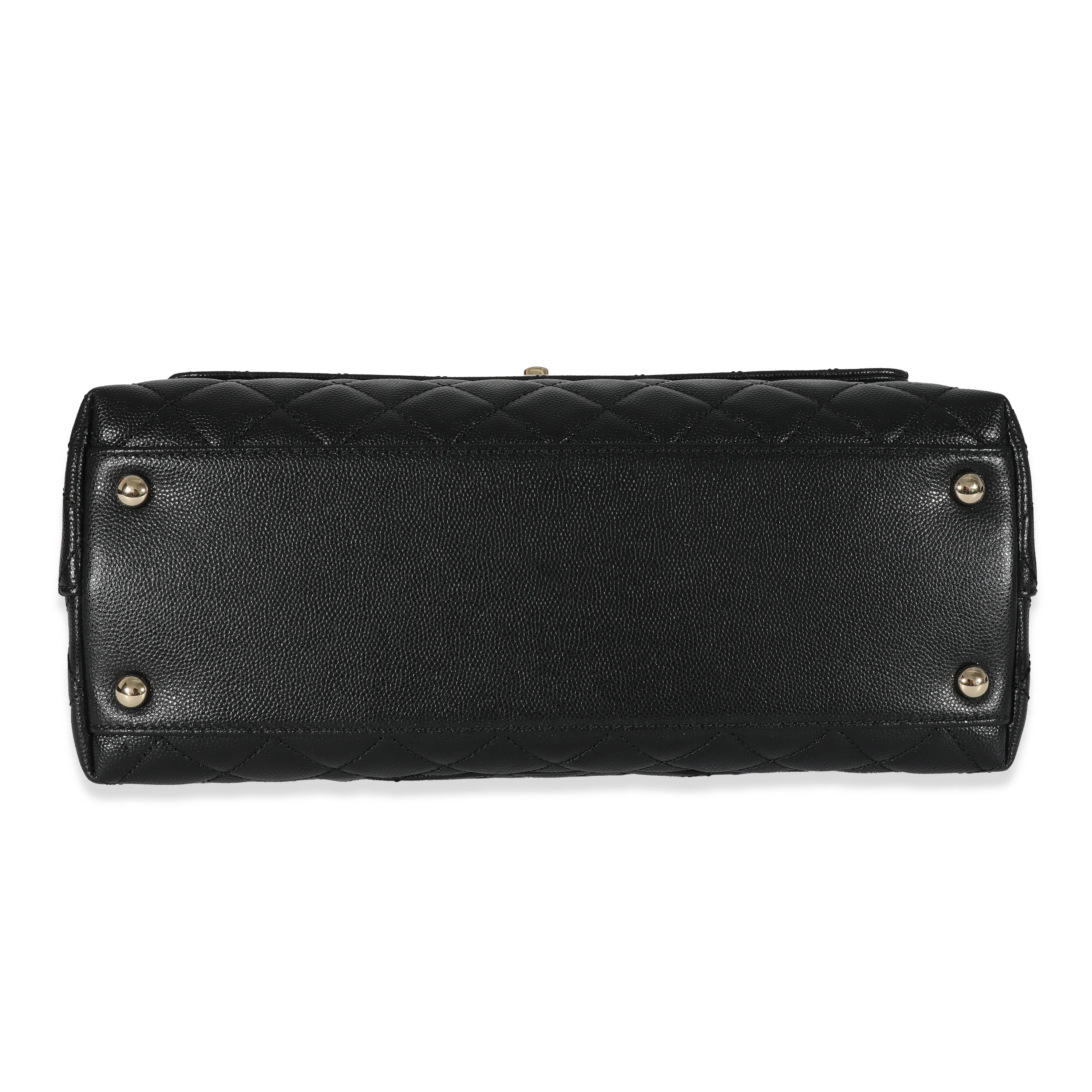 Chanel Black Quilted Caviar Medium Coco Top Handle Flap Bag - Image 5