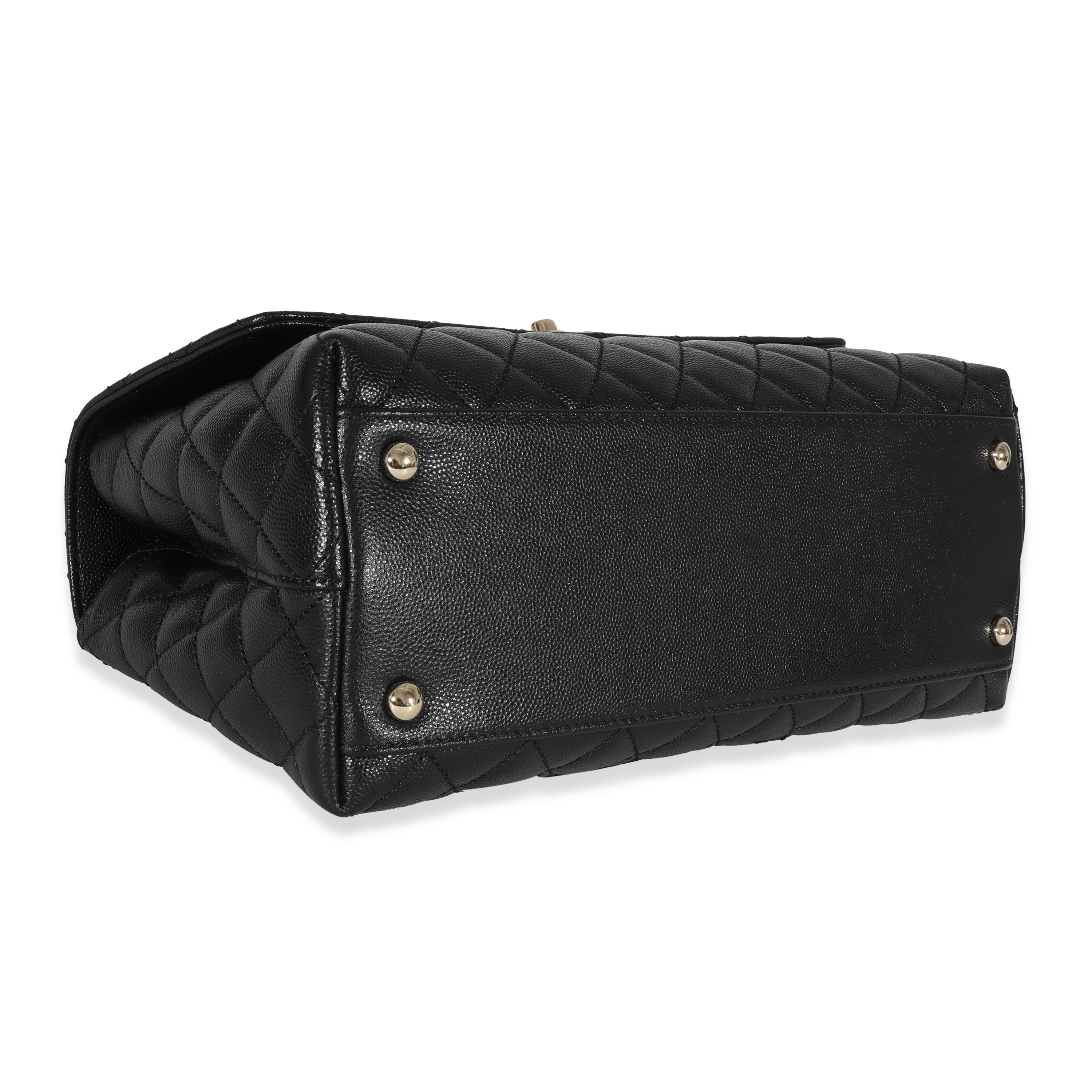 Chanel Black Quilted Caviar Medium Coco Top Handle Flap Bag - Image 6
