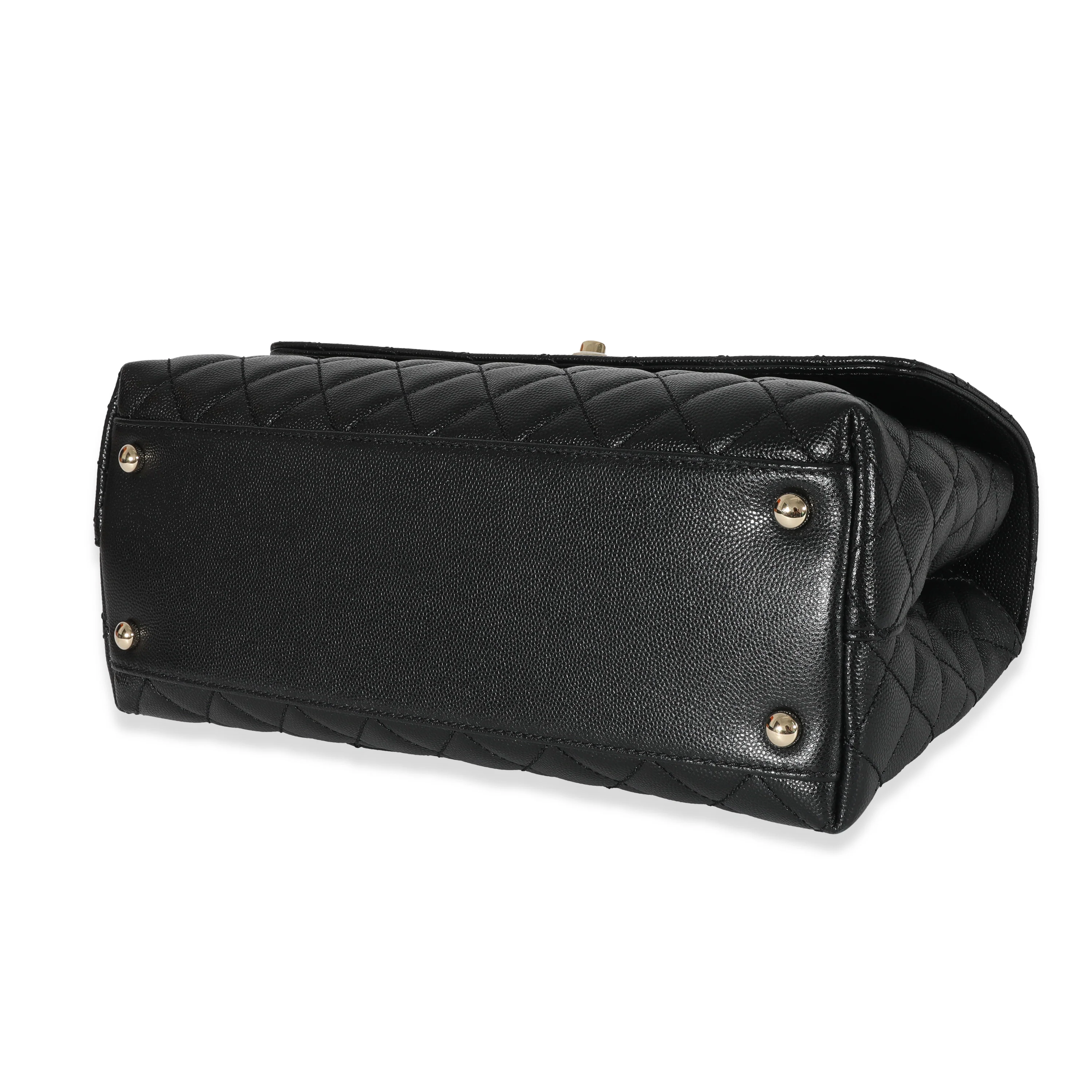 Chanel Black Quilted Caviar Medium Coco Top Handle Flap Bag - Image 7