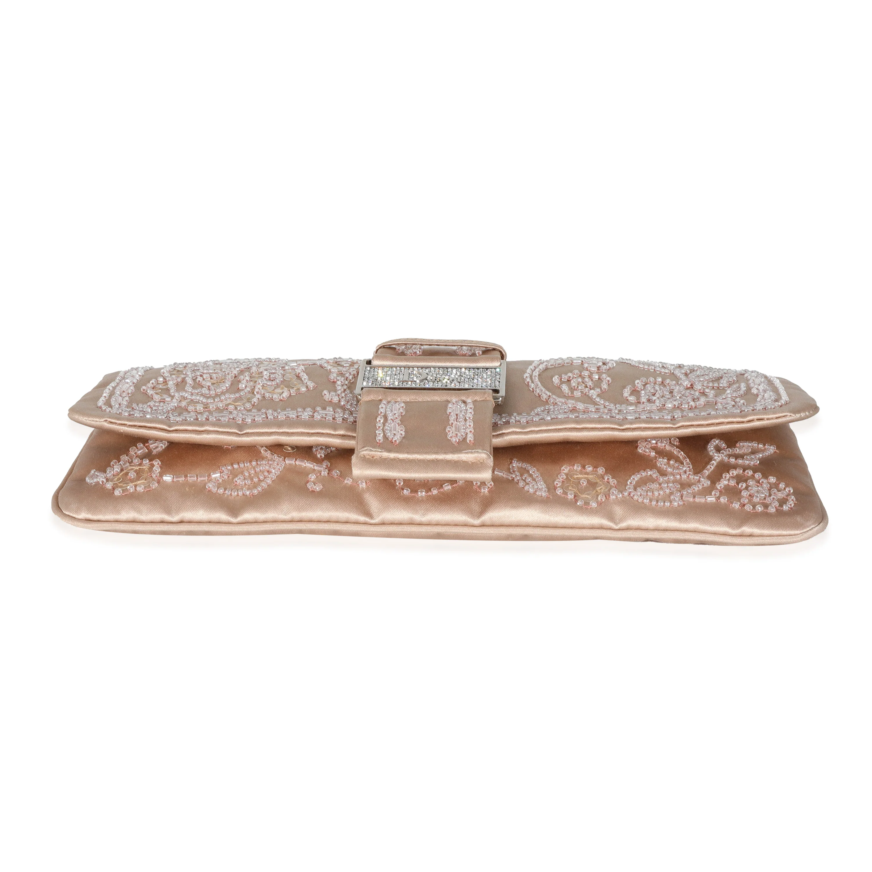 Christian Dior Vintage Pink Silk Beaded Flap Clutch - Image 4