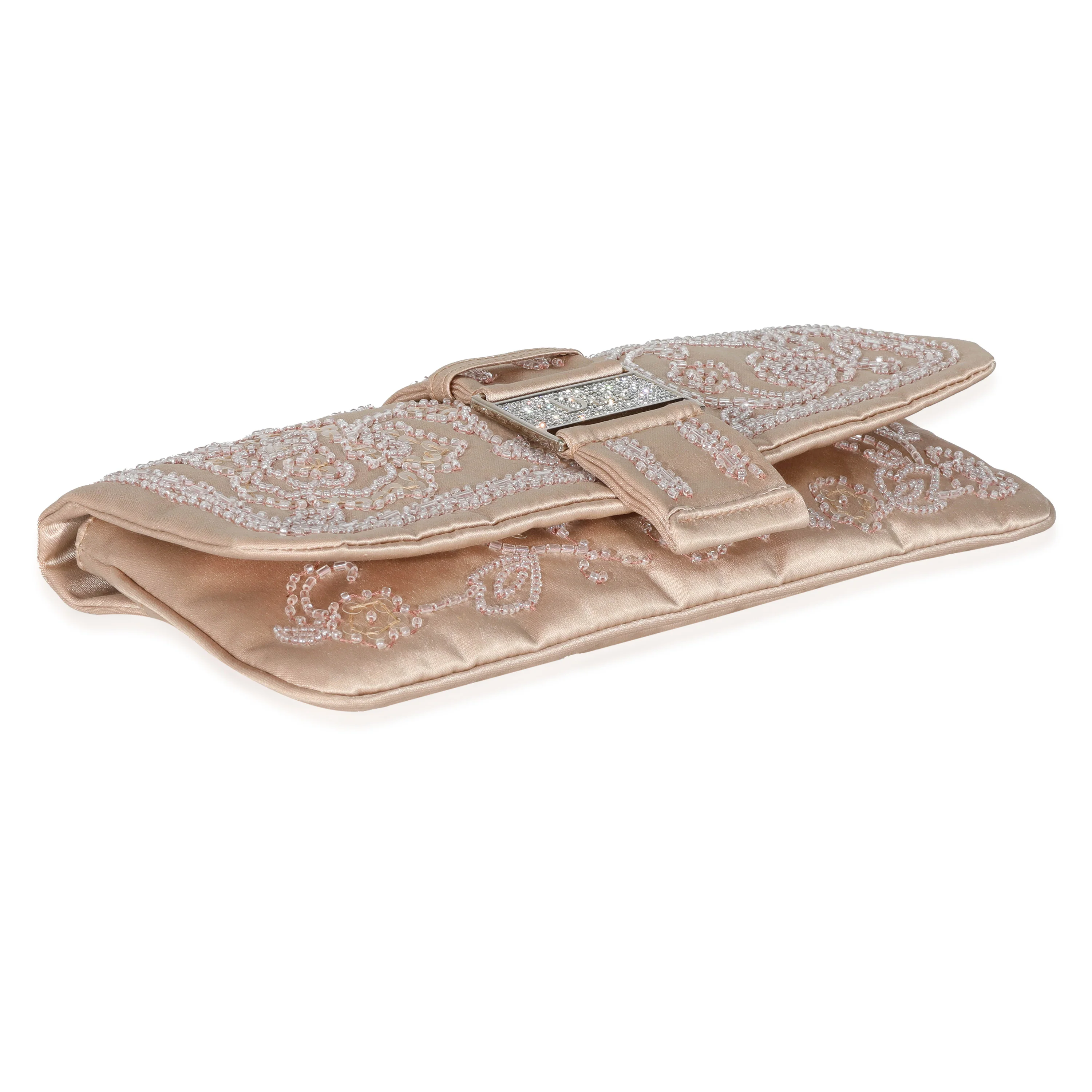 Christian Dior Vintage Pink Silk Beaded Flap Clutch - Image 5