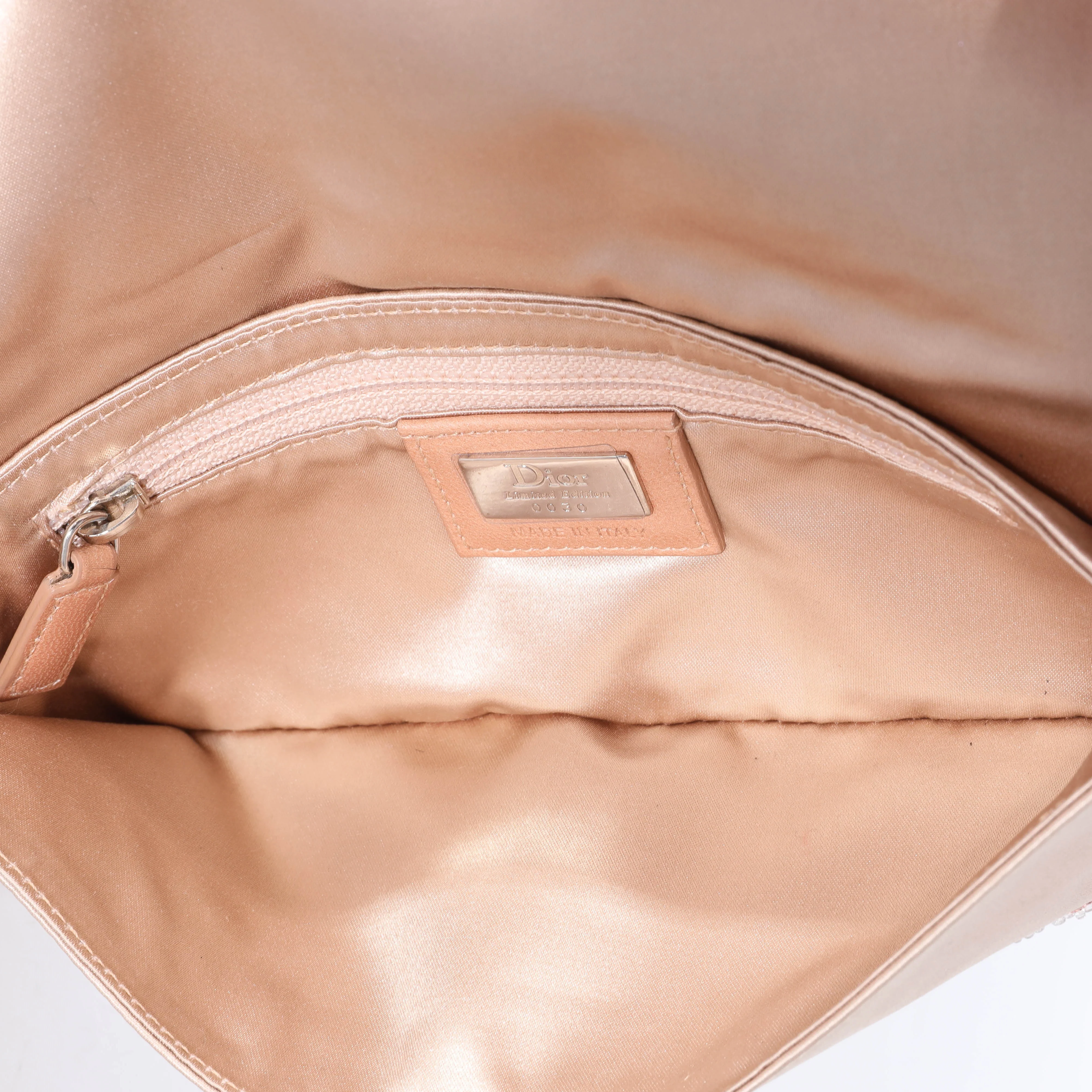 Christian Dior Vintage Pink Silk Beaded Flap Clutch - Image 7