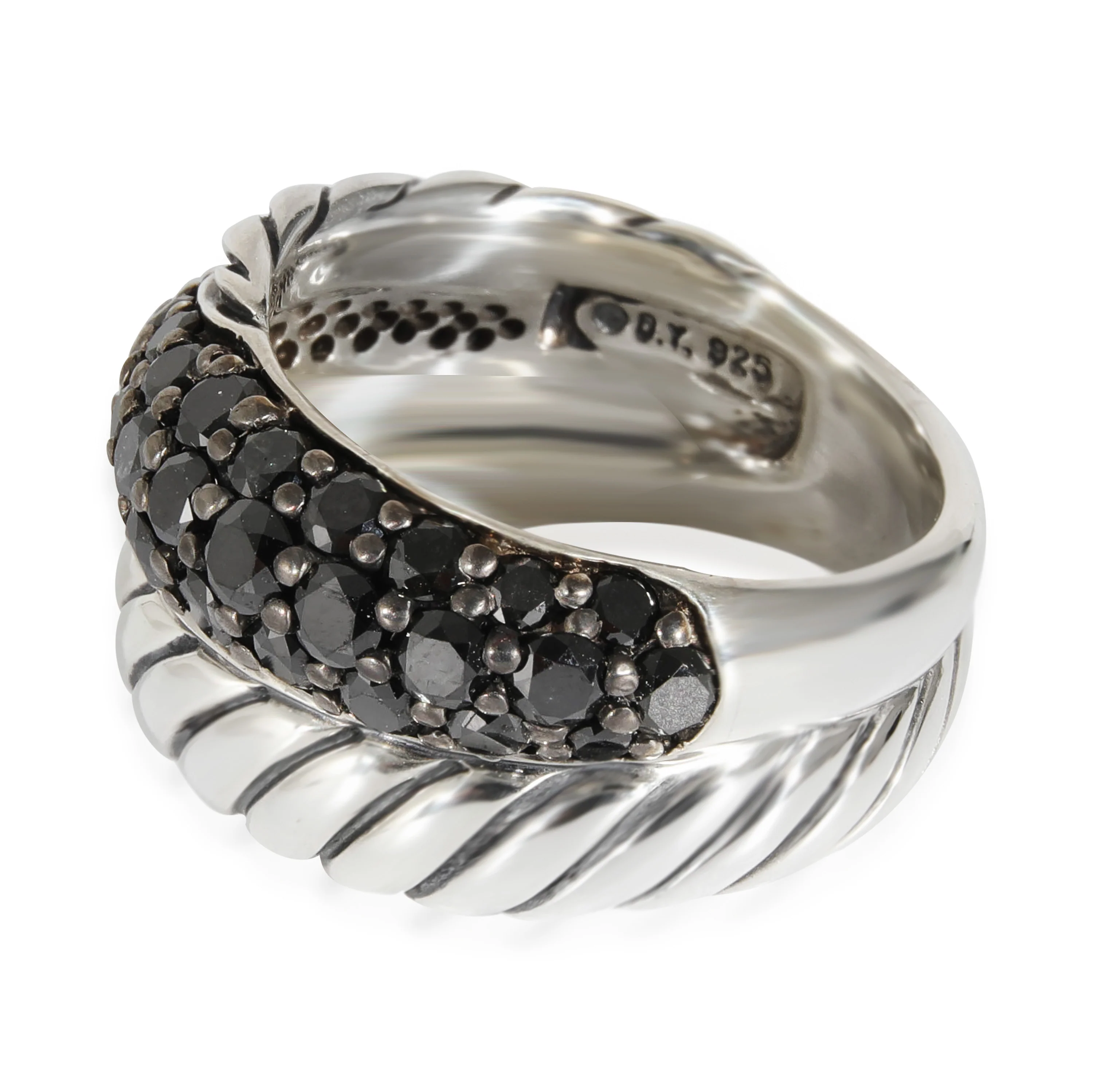 David Yurman Thoroughbred Cable Black Diamond Ring in Sterling Silver 1.33 CTW - Image 2