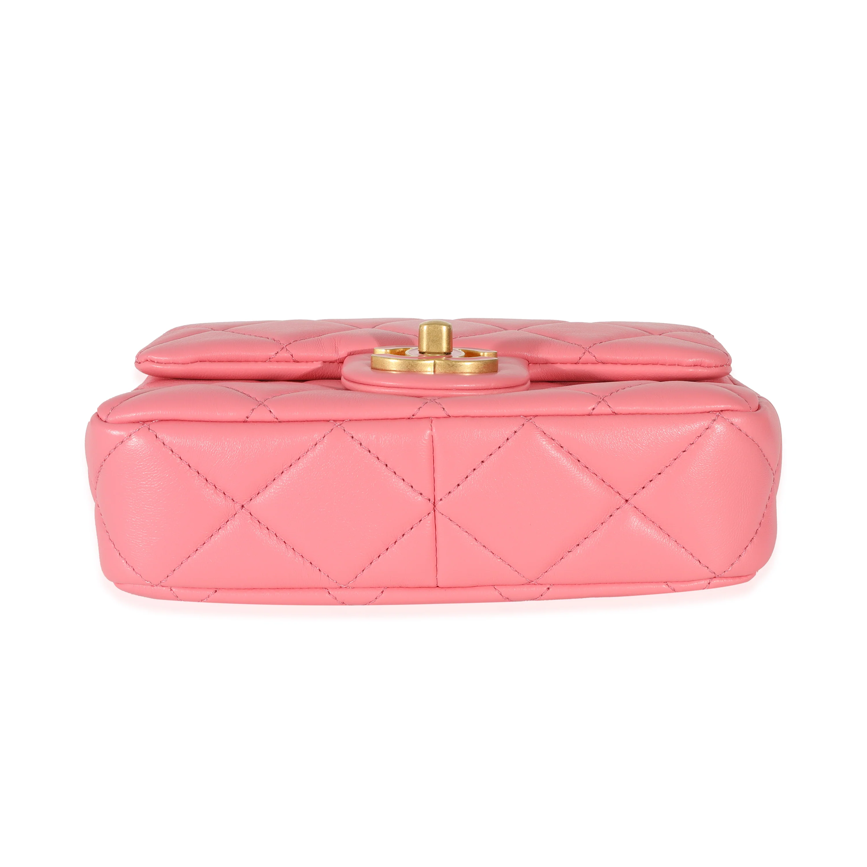 Chanel 22P Pink Lambskin Enamel Mini Pending Square Flap Bag - Image 5