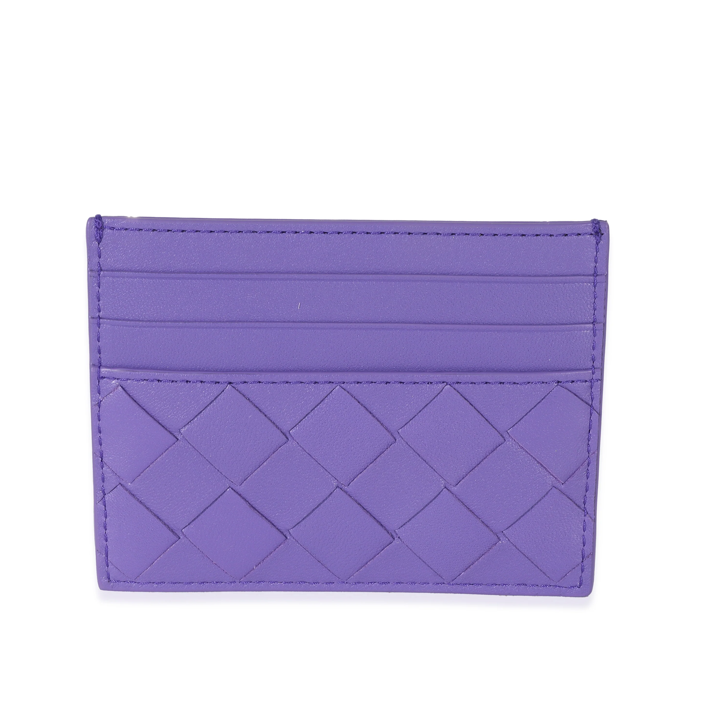 Bottega Veneta Purple Intrecciato Lambskin Credit Card Case - Image 3