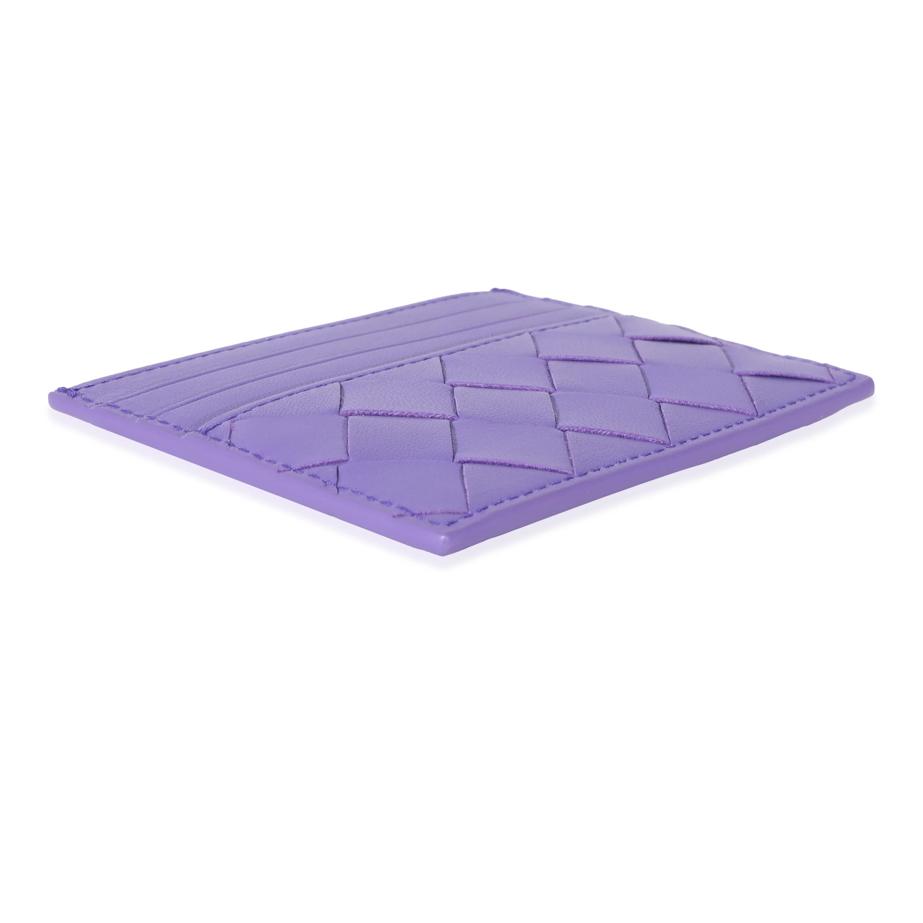 Bottega Veneta Purple Intrecciato Lambskin Credit Card Case - Image 4