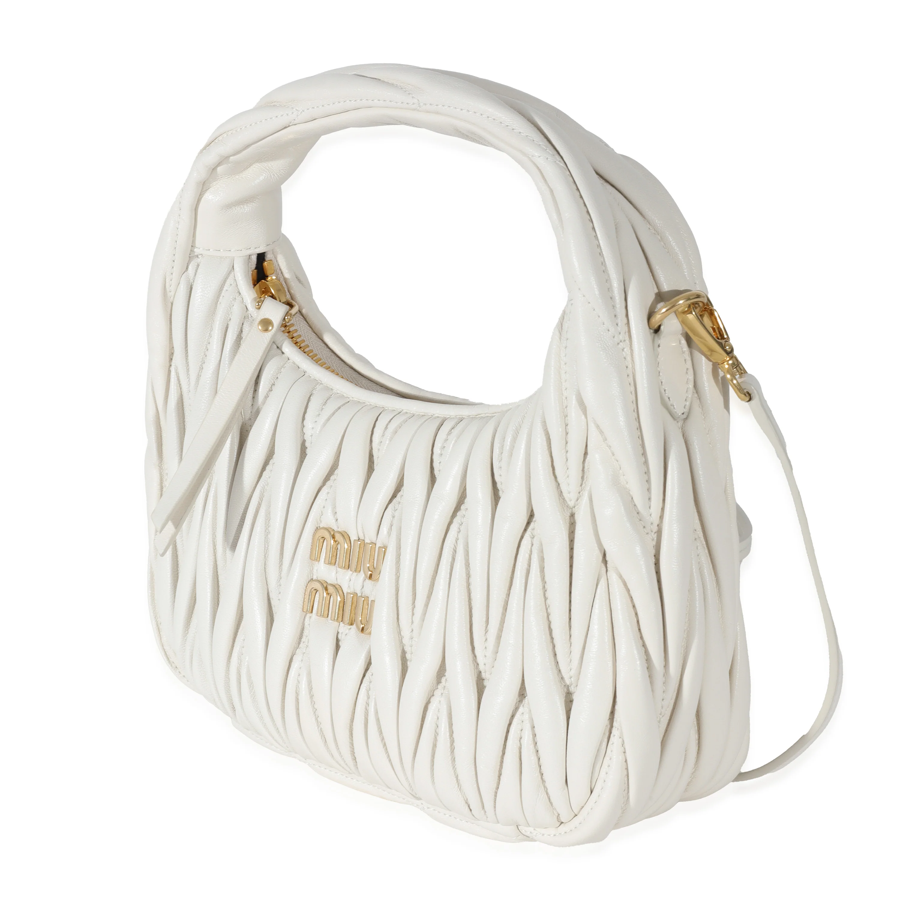 Miu Miu White Nappa Matelassé Mini Wander Hobo - Image 2