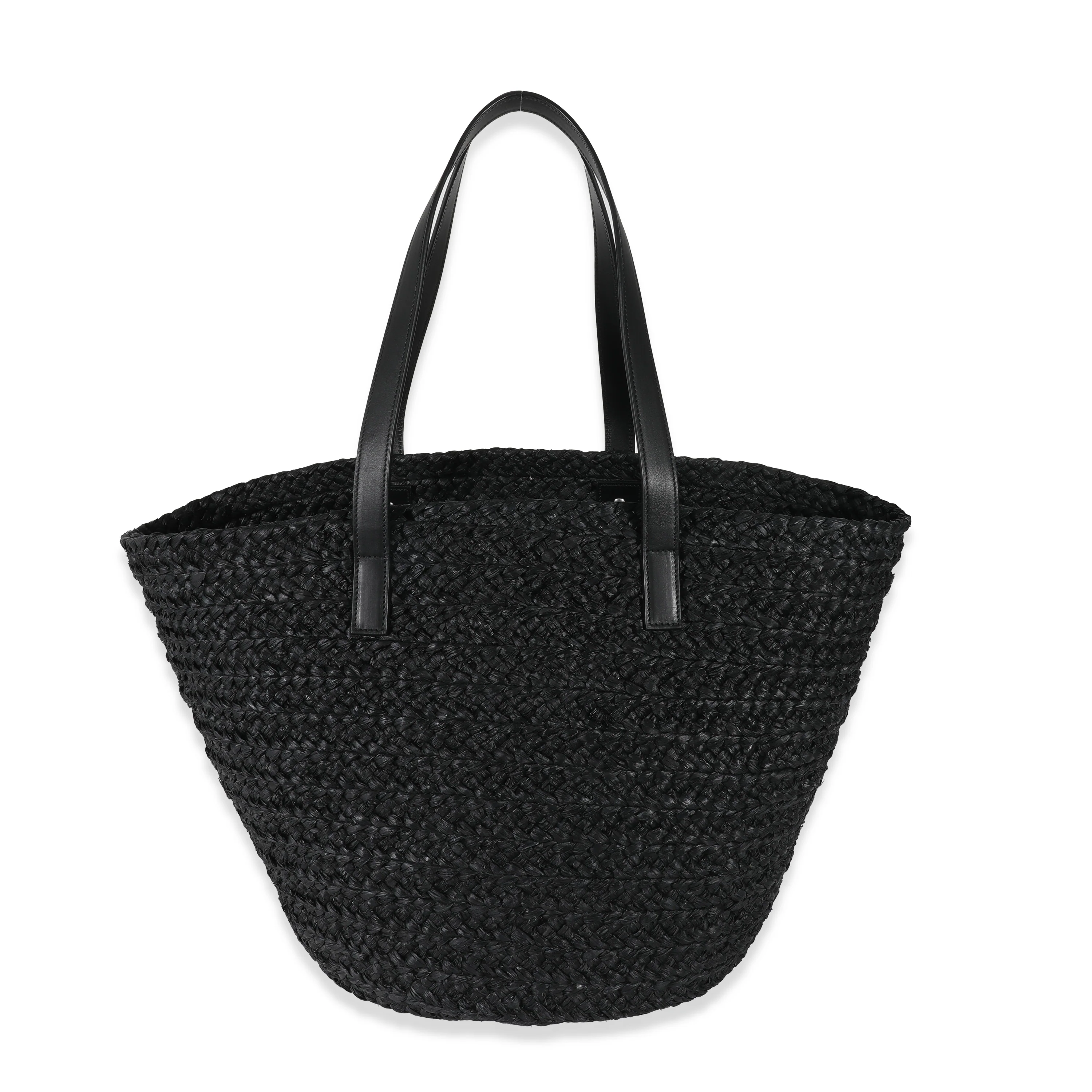 Saint Laurent Black Raffia Medium Panier Bag - Image 2