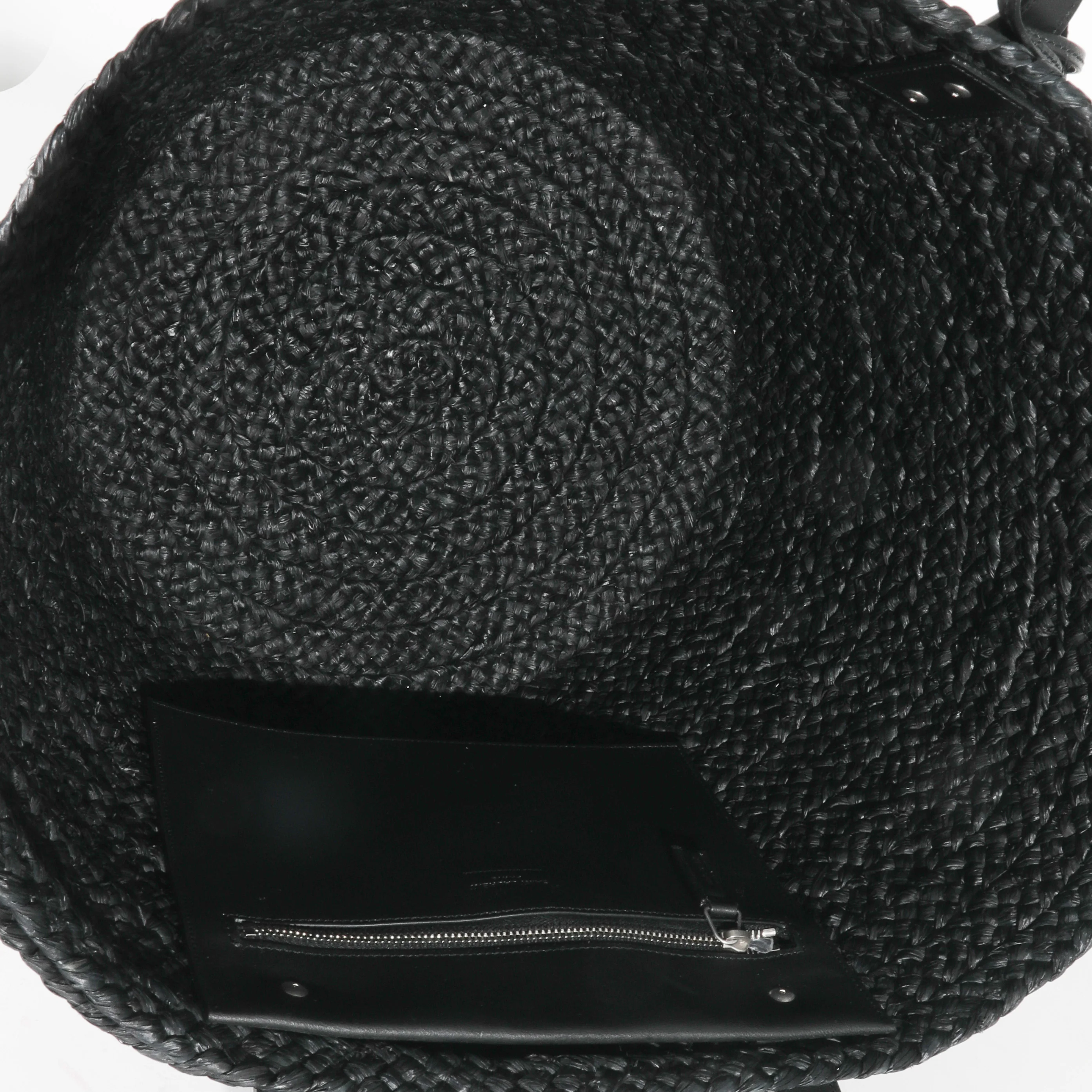 Saint Laurent Black Raffia Medium Panier Bag - Image 7