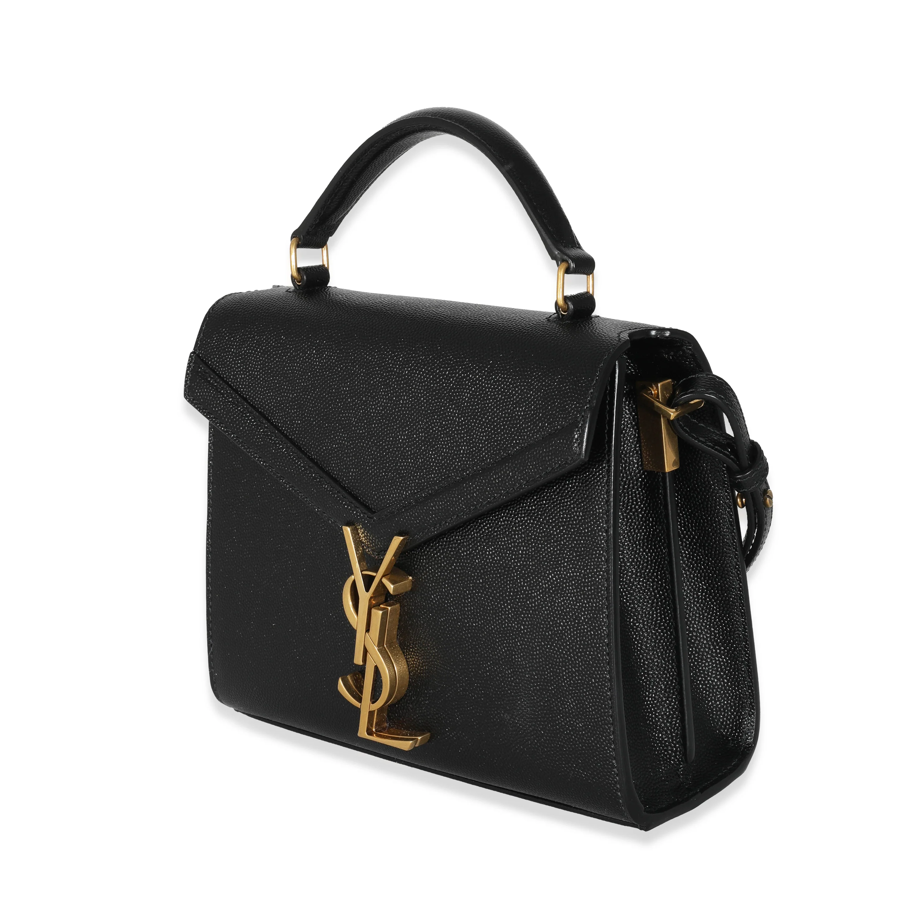 Saint Laurent Black Grain De Poudre Mini Cassandra Top Handle Bag - Image 2