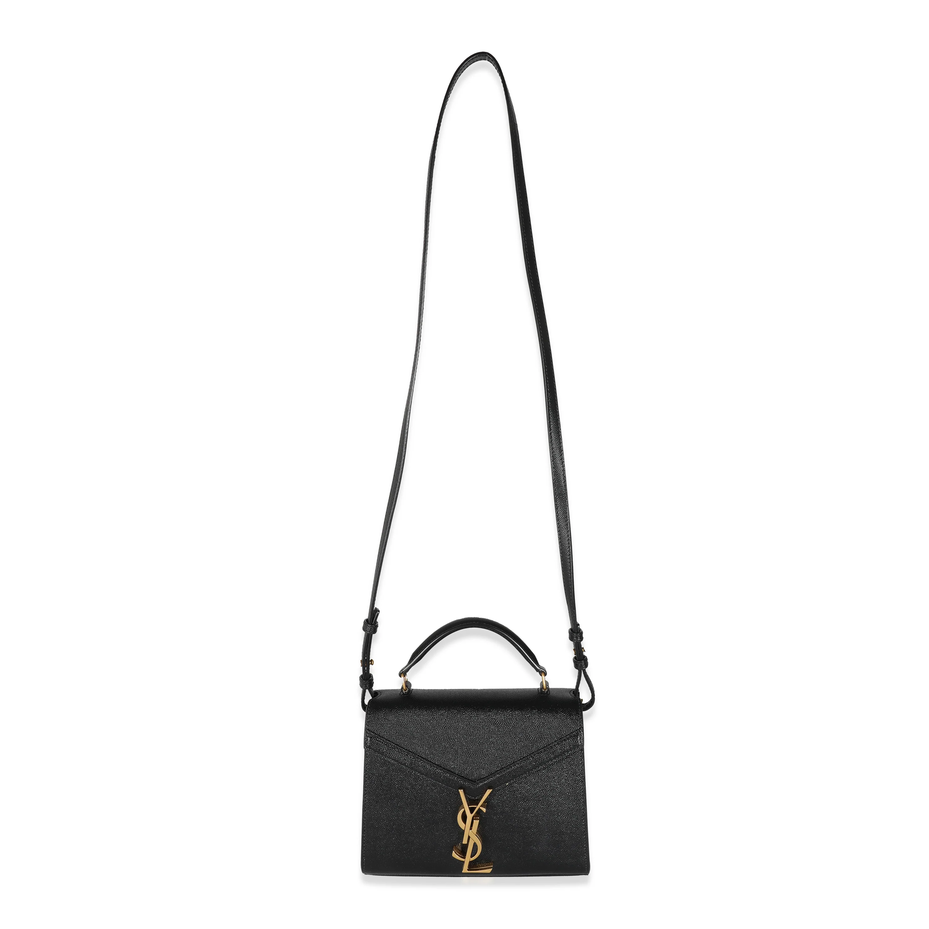 Saint Laurent Black Grain De Poudre Mini Cassandra Top Handle Bag - Image 4