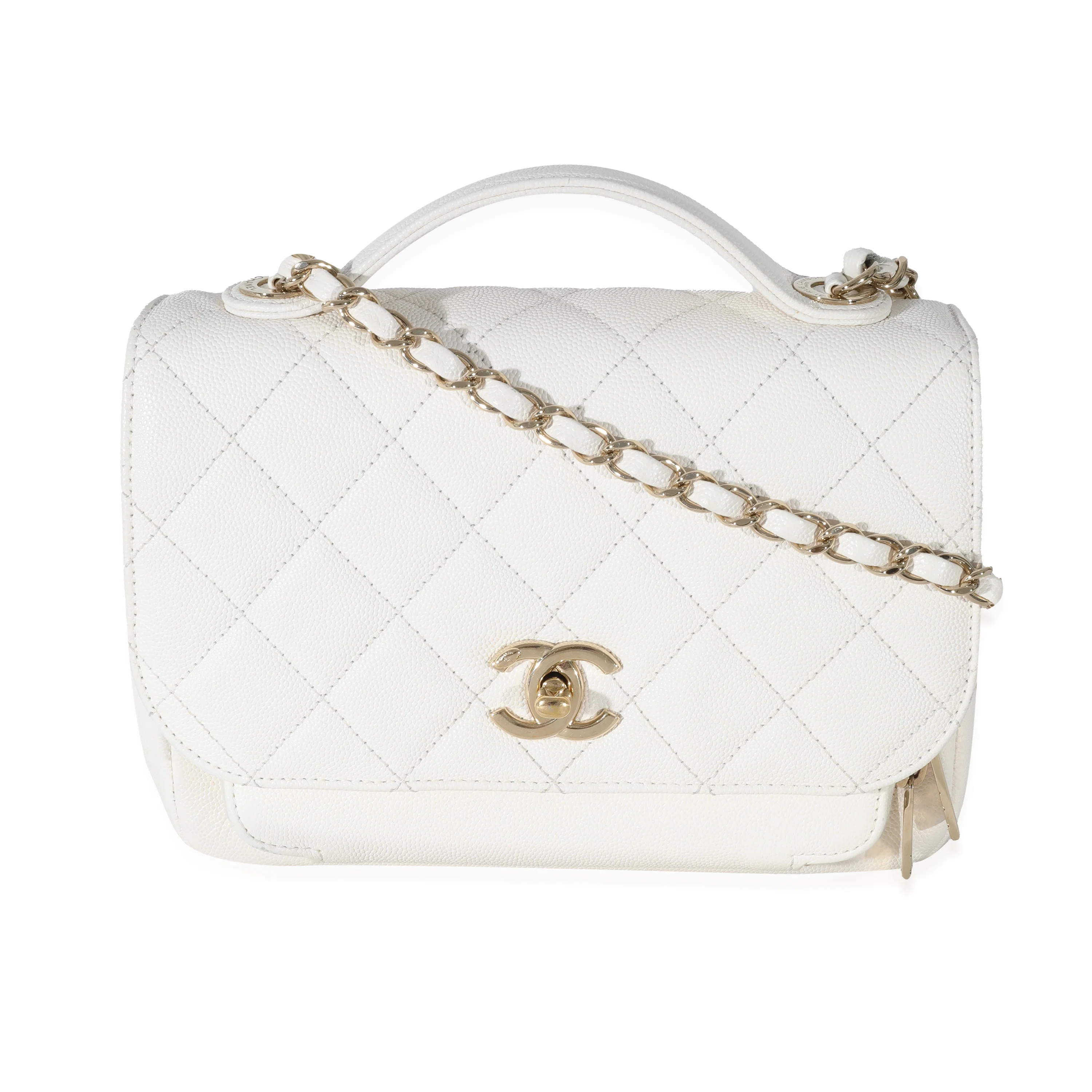 Chanel White Caviar Medium Business Affinity Flap Bag