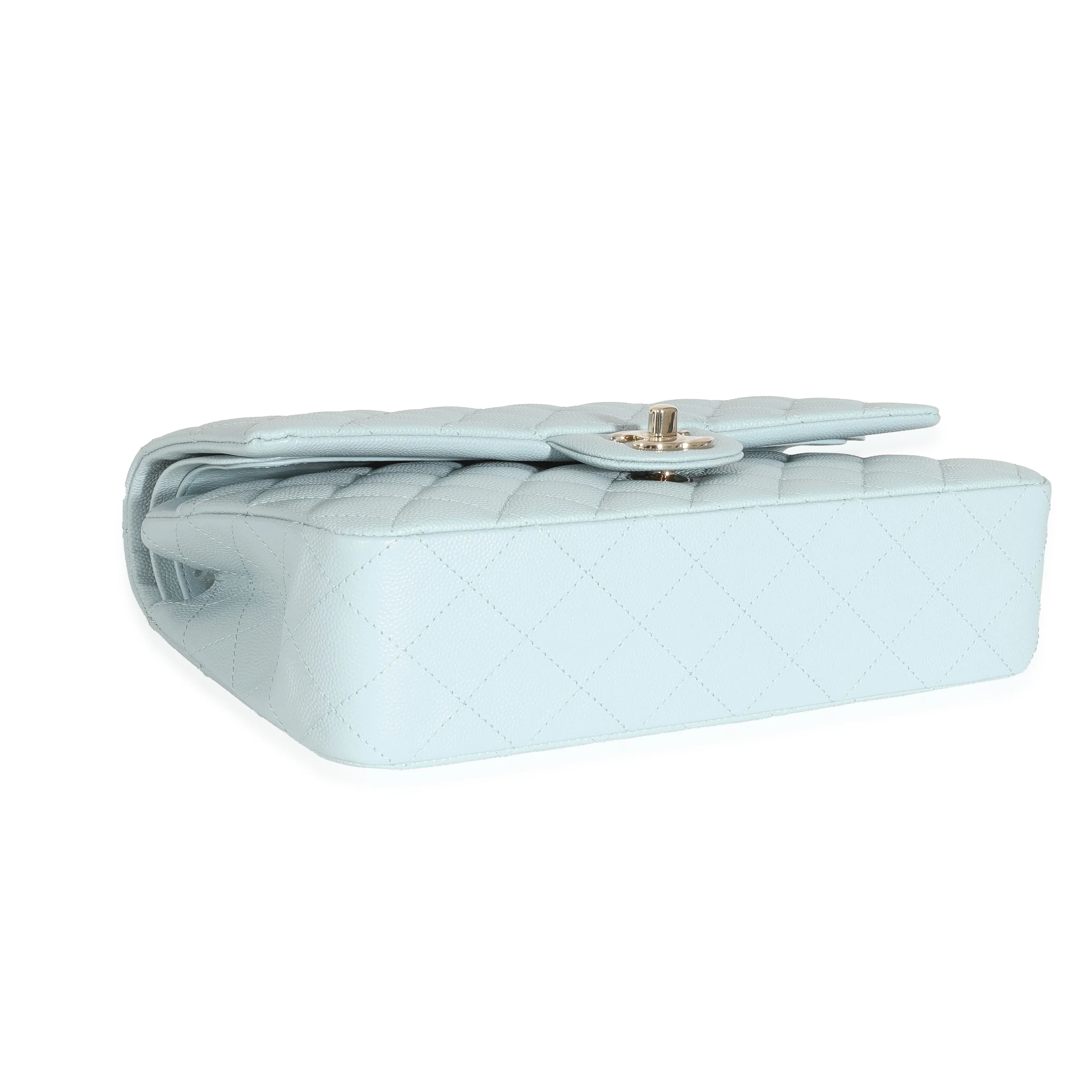 Chanel 22S Light Blue Quilted Caviar Medium Classic Double Flap Bag - Image 4