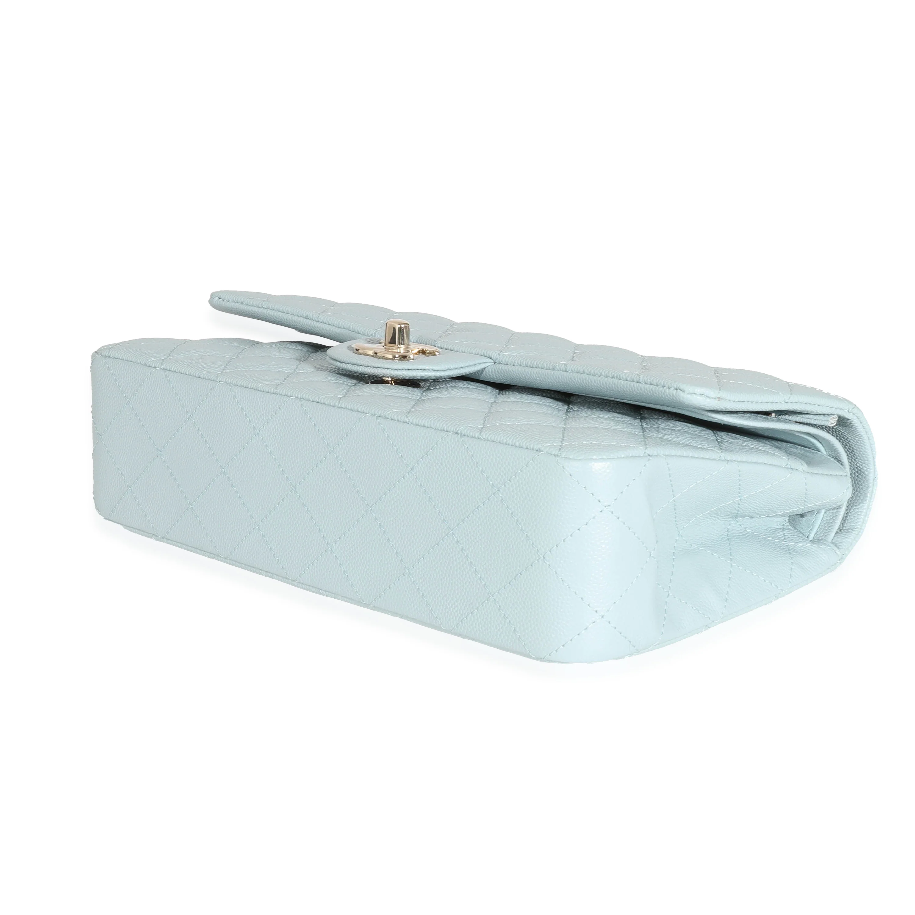Chanel 22S Light Blue Quilted Caviar Medium Classic Double Flap Bag - Image 5