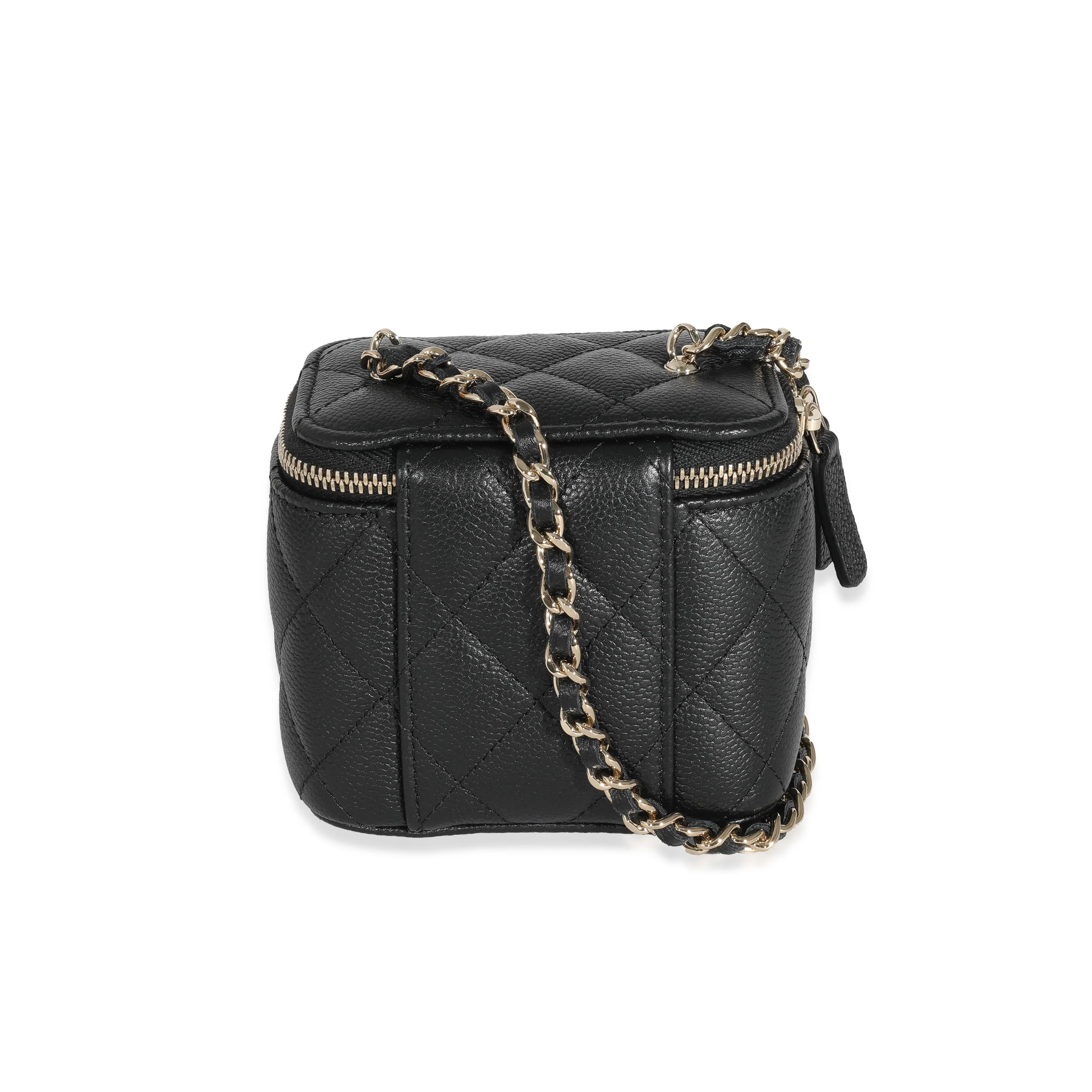 Chanel Black Quilted Caviar CC Link Mini Vanity Case - Image 3
