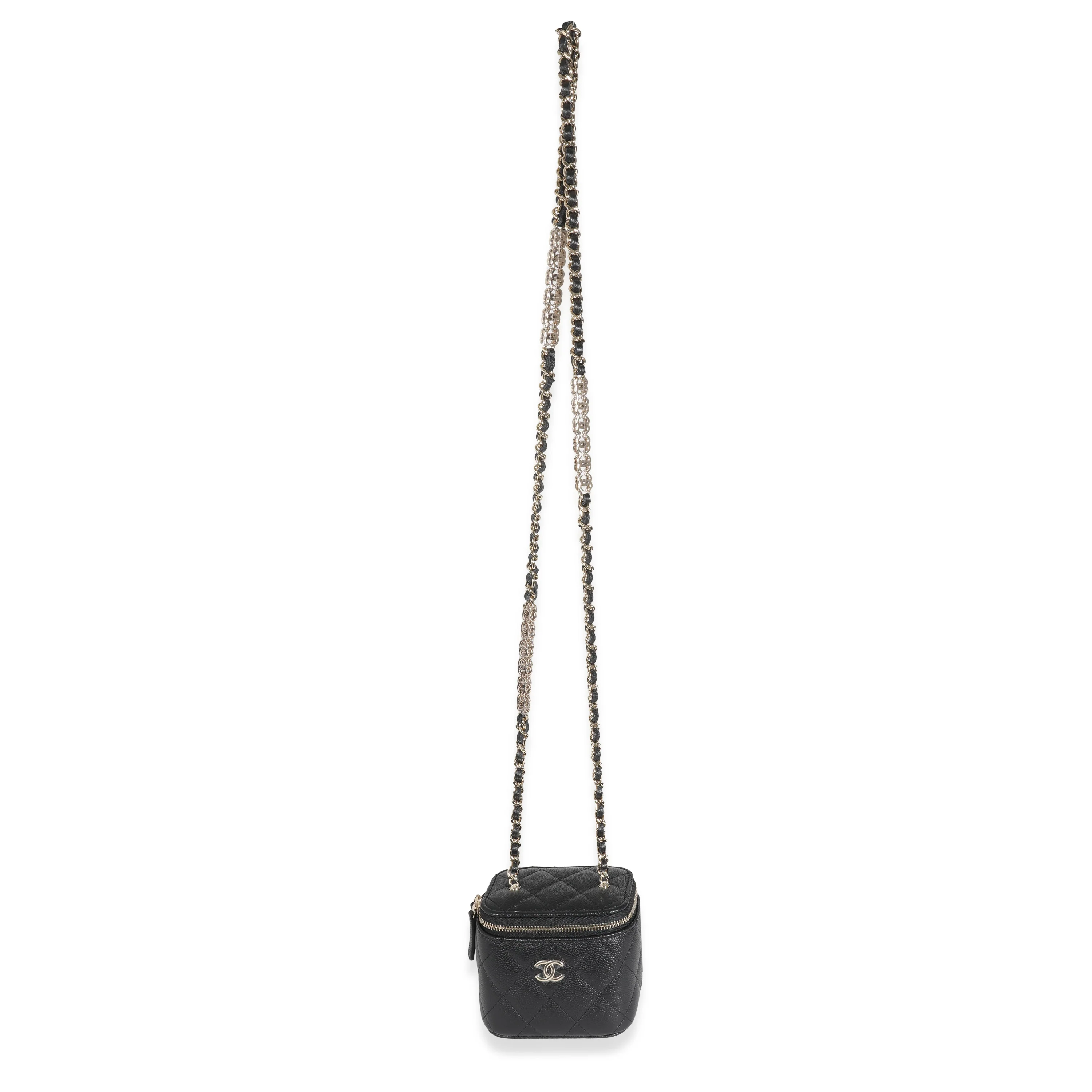 Chanel Black Quilted Caviar CC Link Mini Vanity Case - Image 4