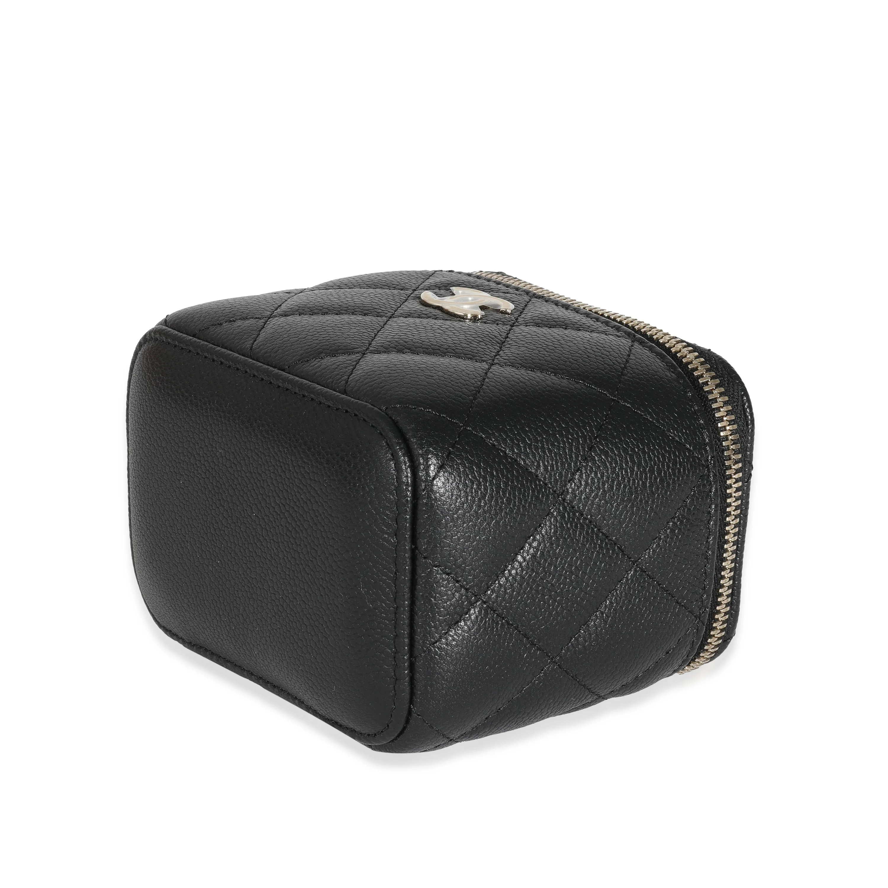 Chanel Black Quilted Caviar CC Link Mini Vanity Case - Image 7