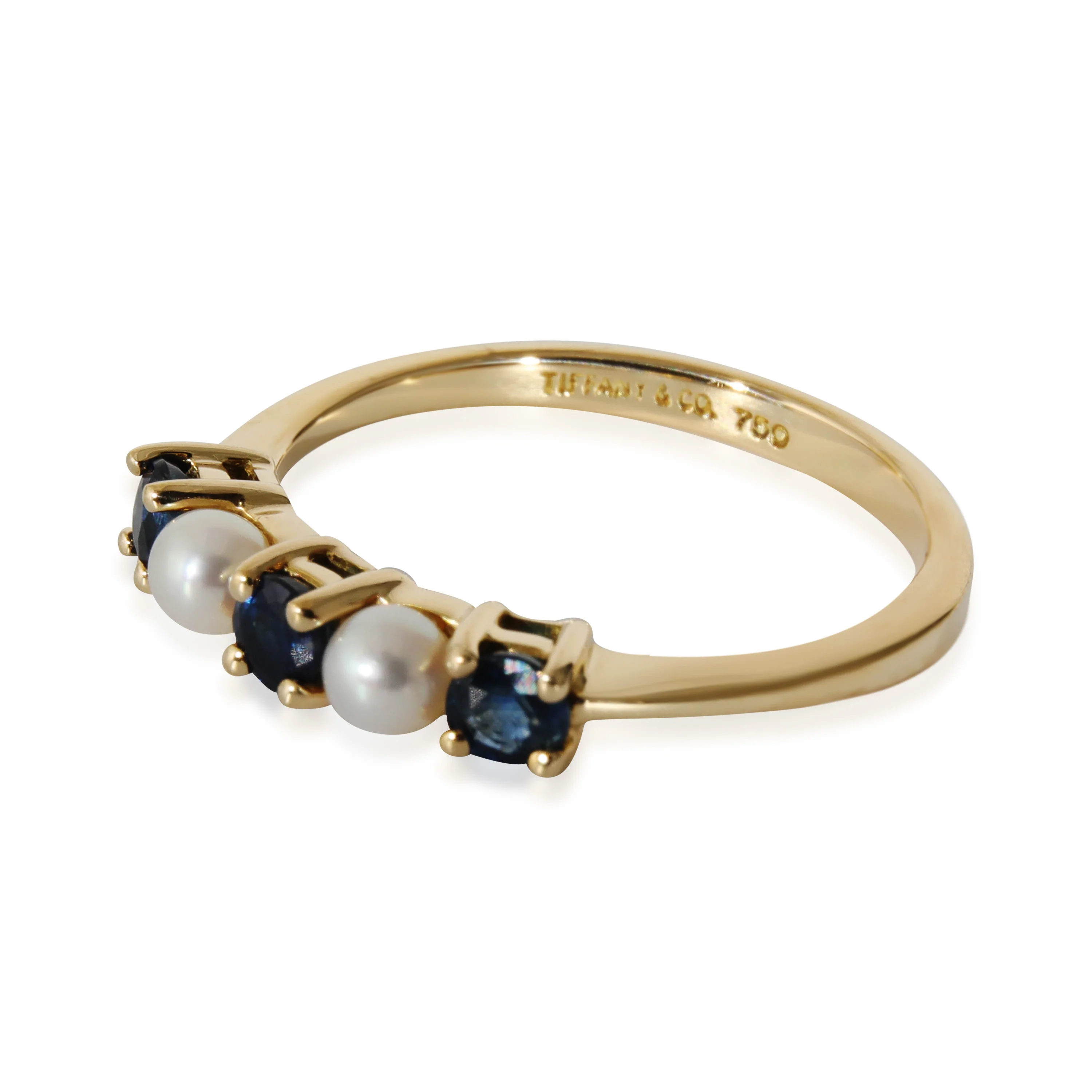 Tiffany & Co. Vintage Pearl & Sapphire Band in 18k Yellow Gold - Image 2