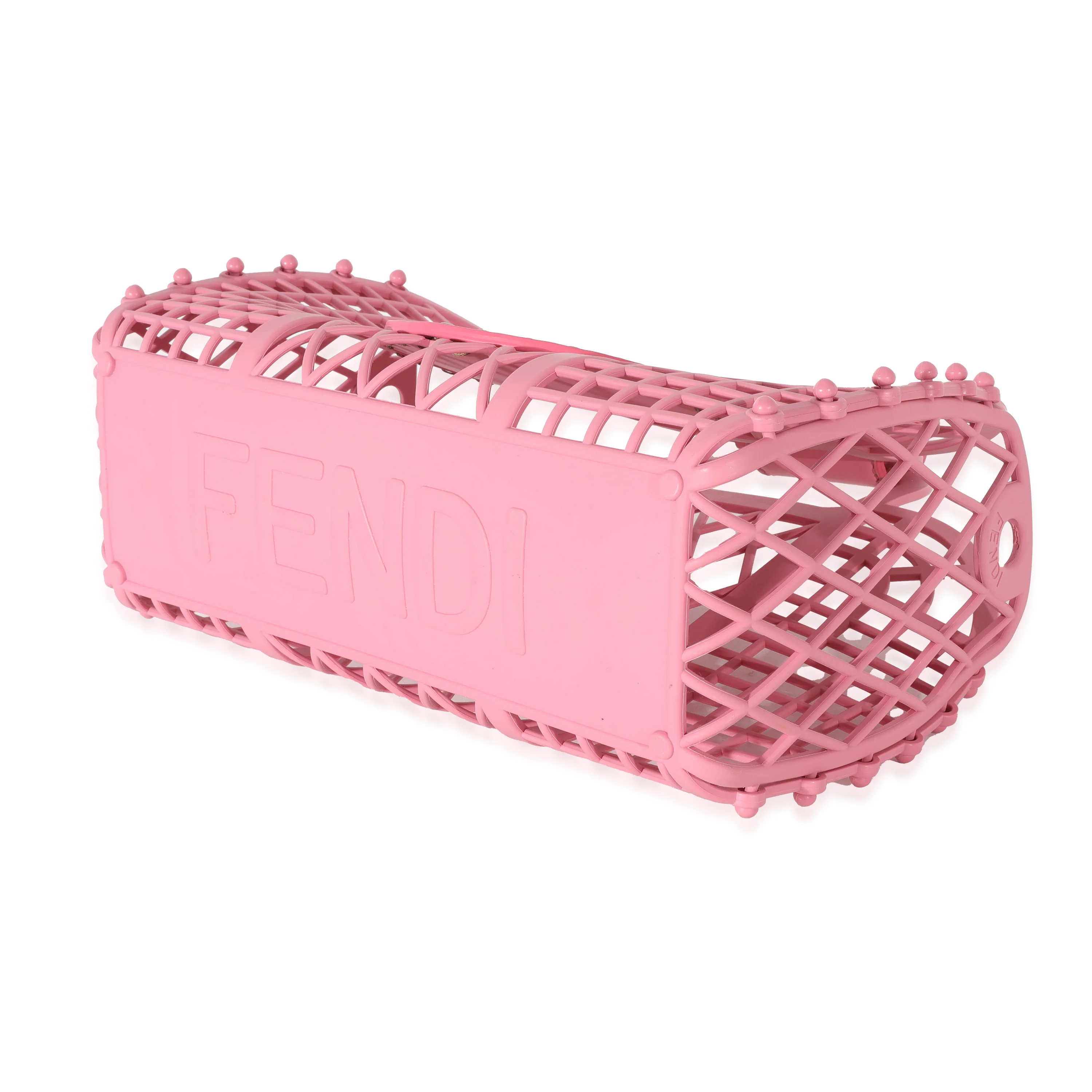 Fendi Pink Rosa Matte Recycled Plastic Small Vitello Liberty Basket - Image 7