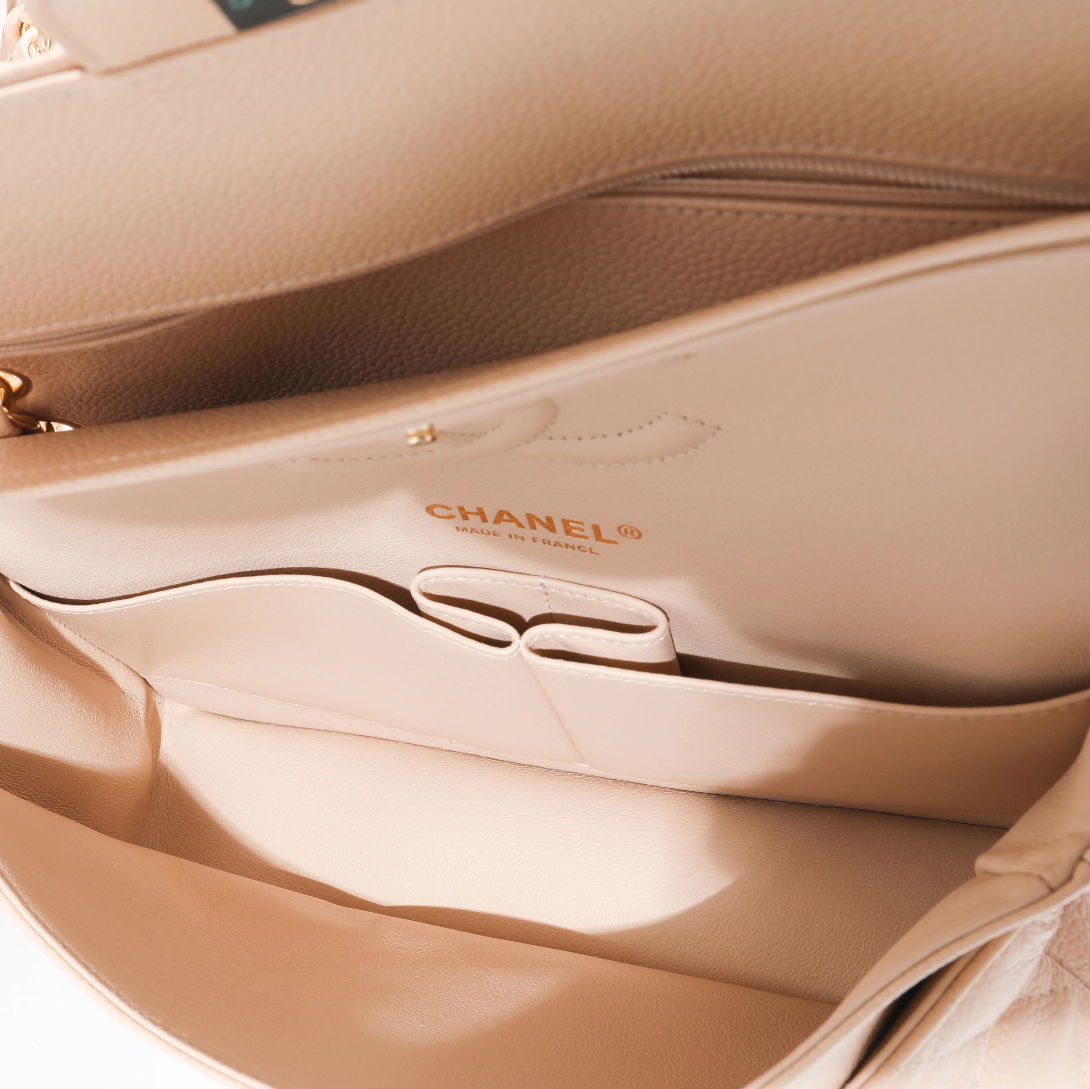 Chanel Beige Caviar Medium Classic Double Flap Bag - Image 9