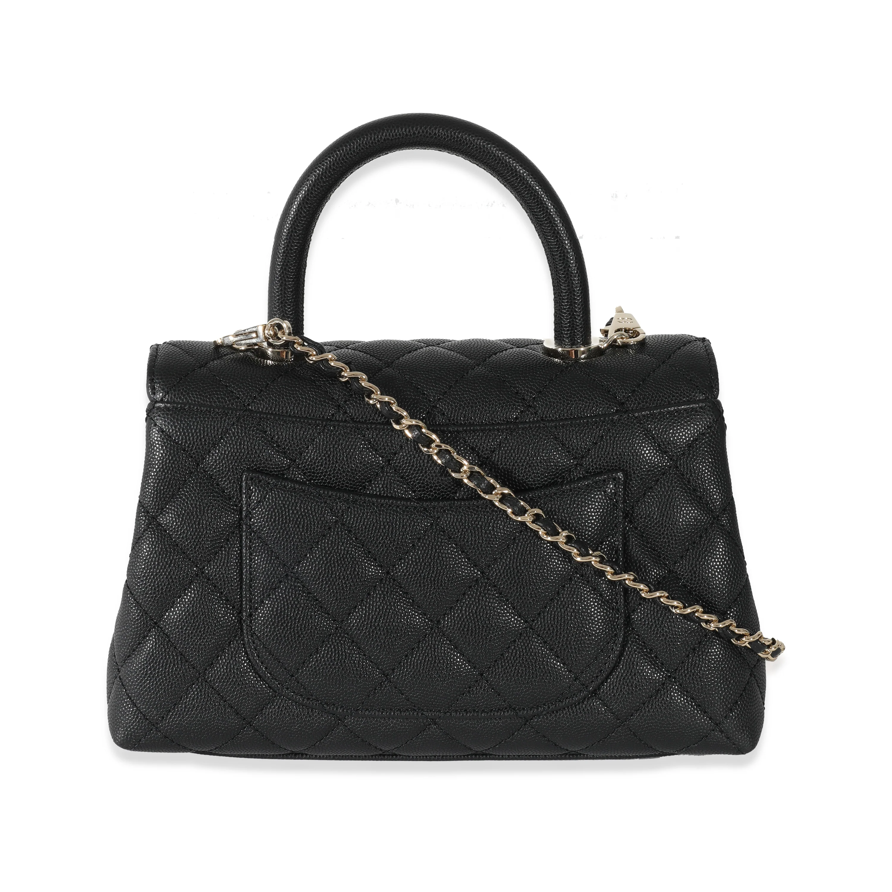Chanel Black Caviar Quilted Small Coco Top Handle Flap Bag - Image 3
