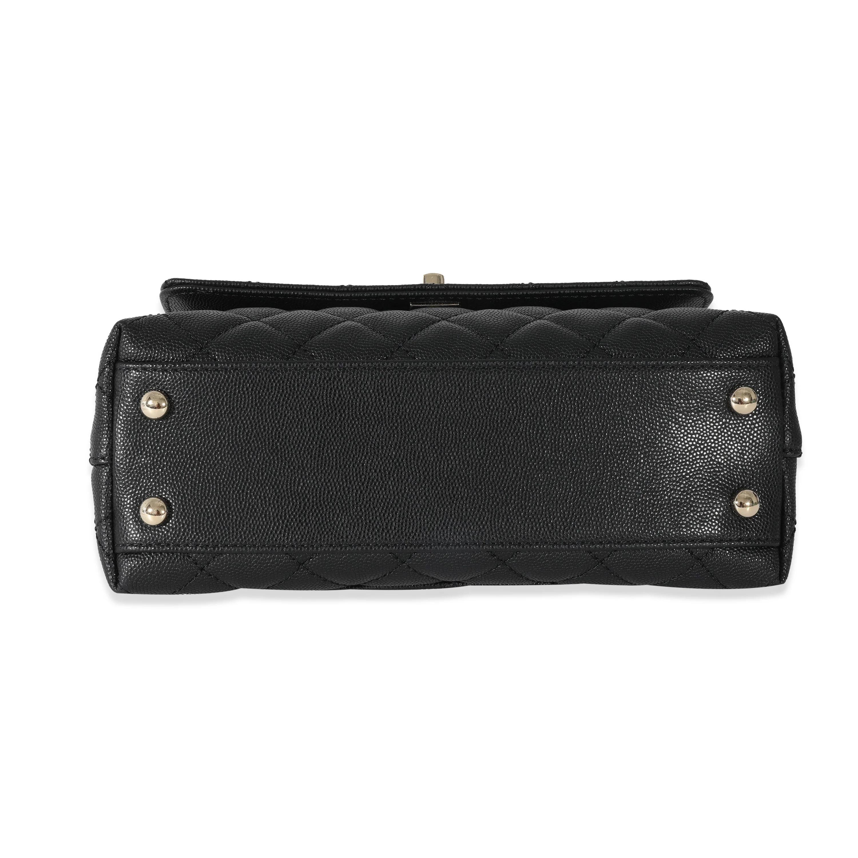 Chanel Black Caviar Quilted Small Coco Top Handle Flap Bag - Image 5