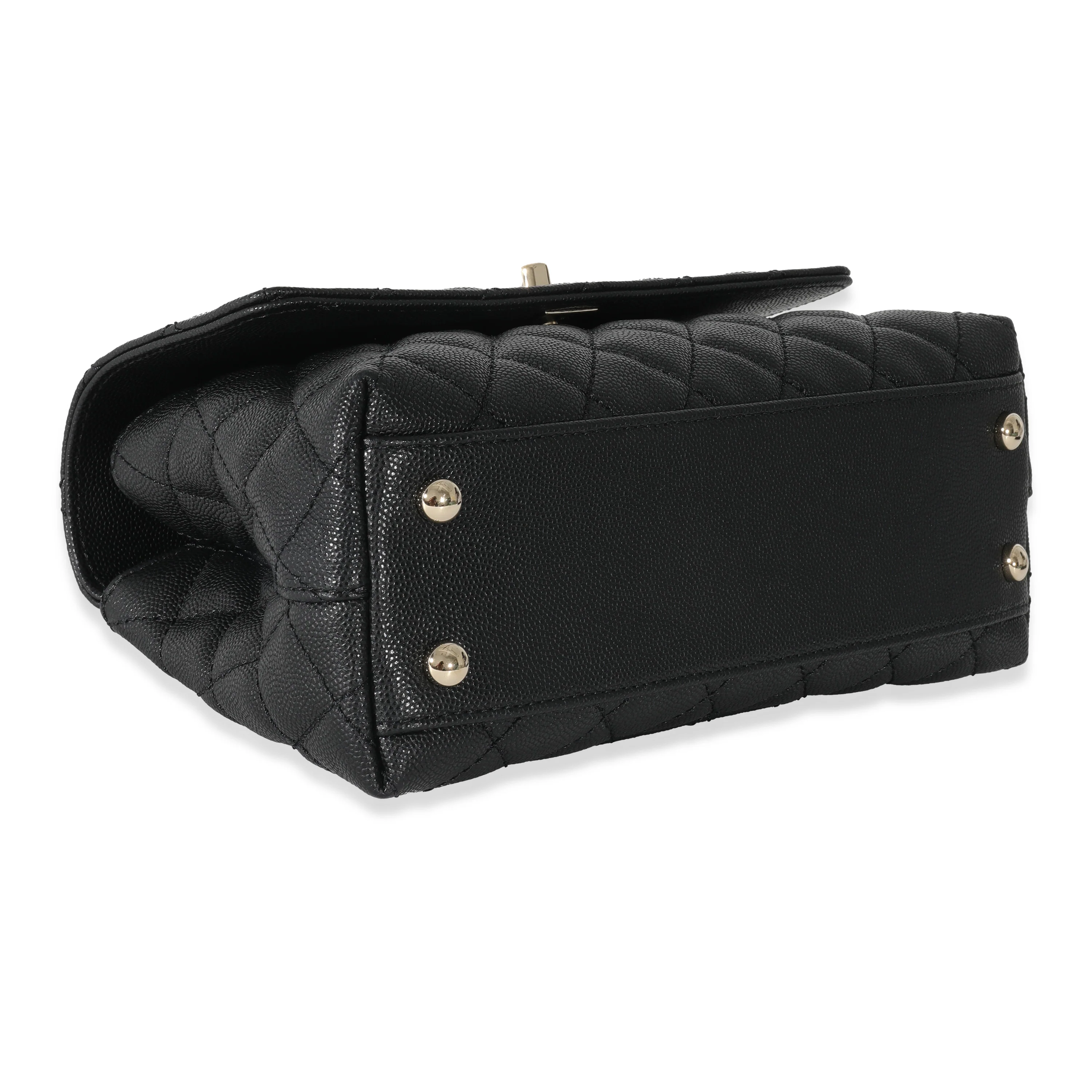Chanel Black Caviar Quilted Small Coco Top Handle Flap Bag - Image 6