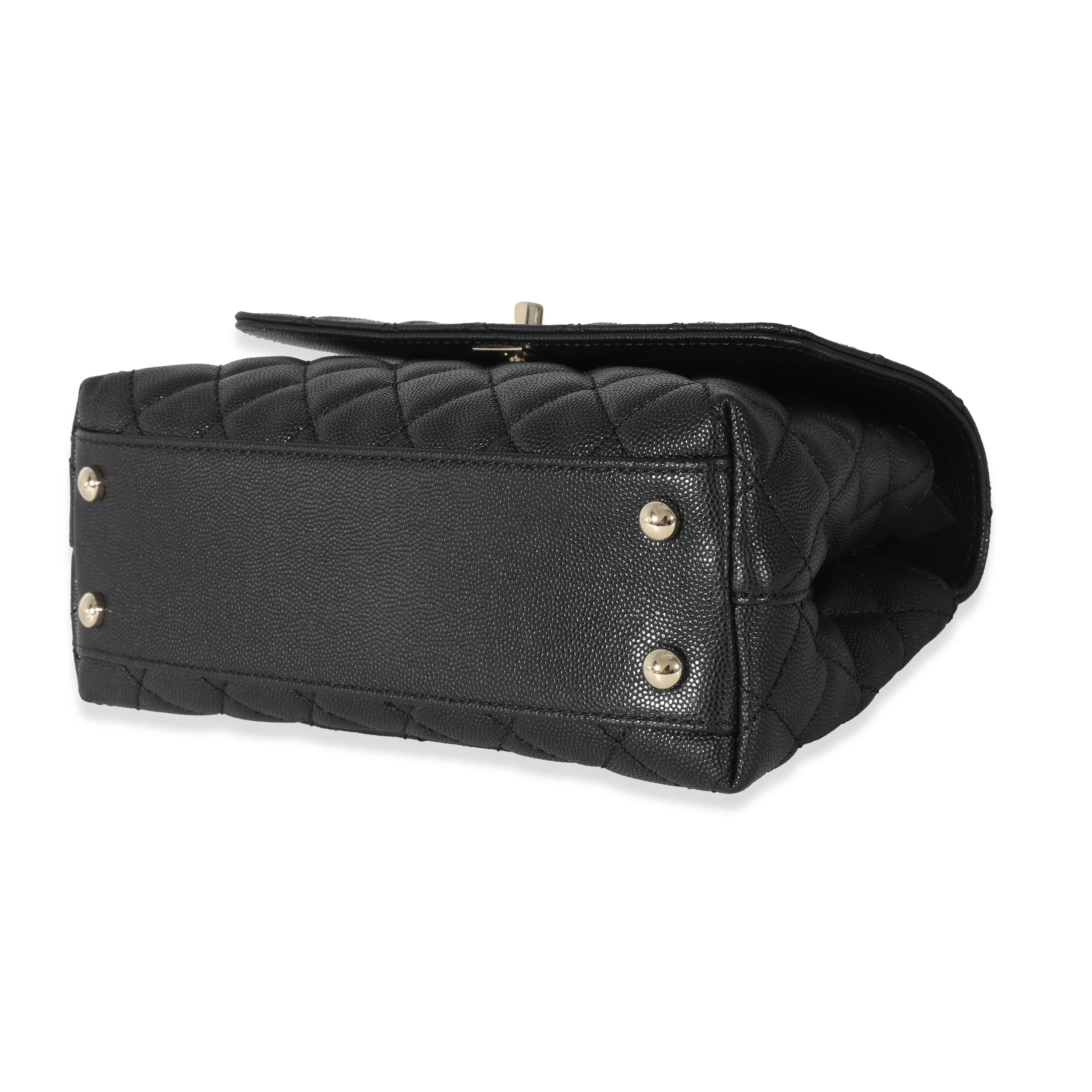 Chanel Black Caviar Quilted Small Coco Top Handle Flap Bag - Image 7