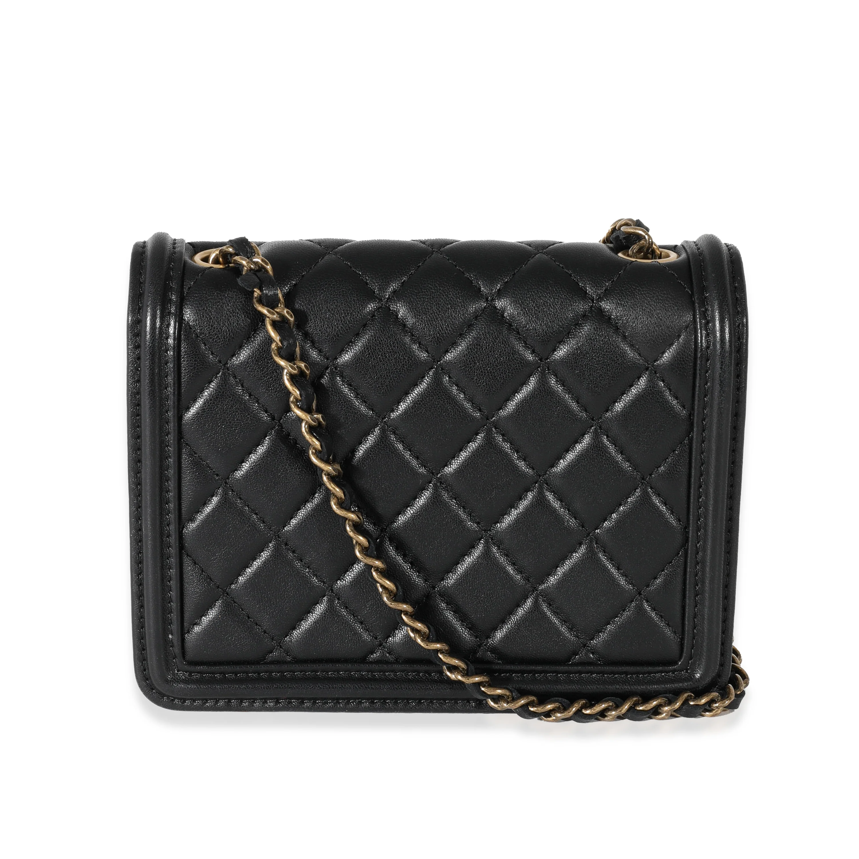 Chanel Black Lambskin Quilted Boy Brick Studded Flap Bag - Image 3