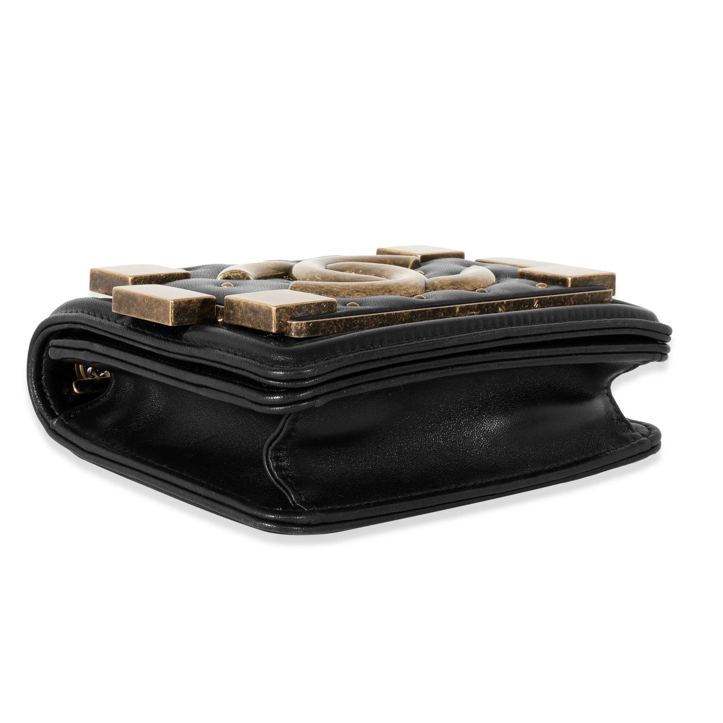 Chanel Black Lambskin Quilted Boy Brick Studded Flap Bag - Image 6