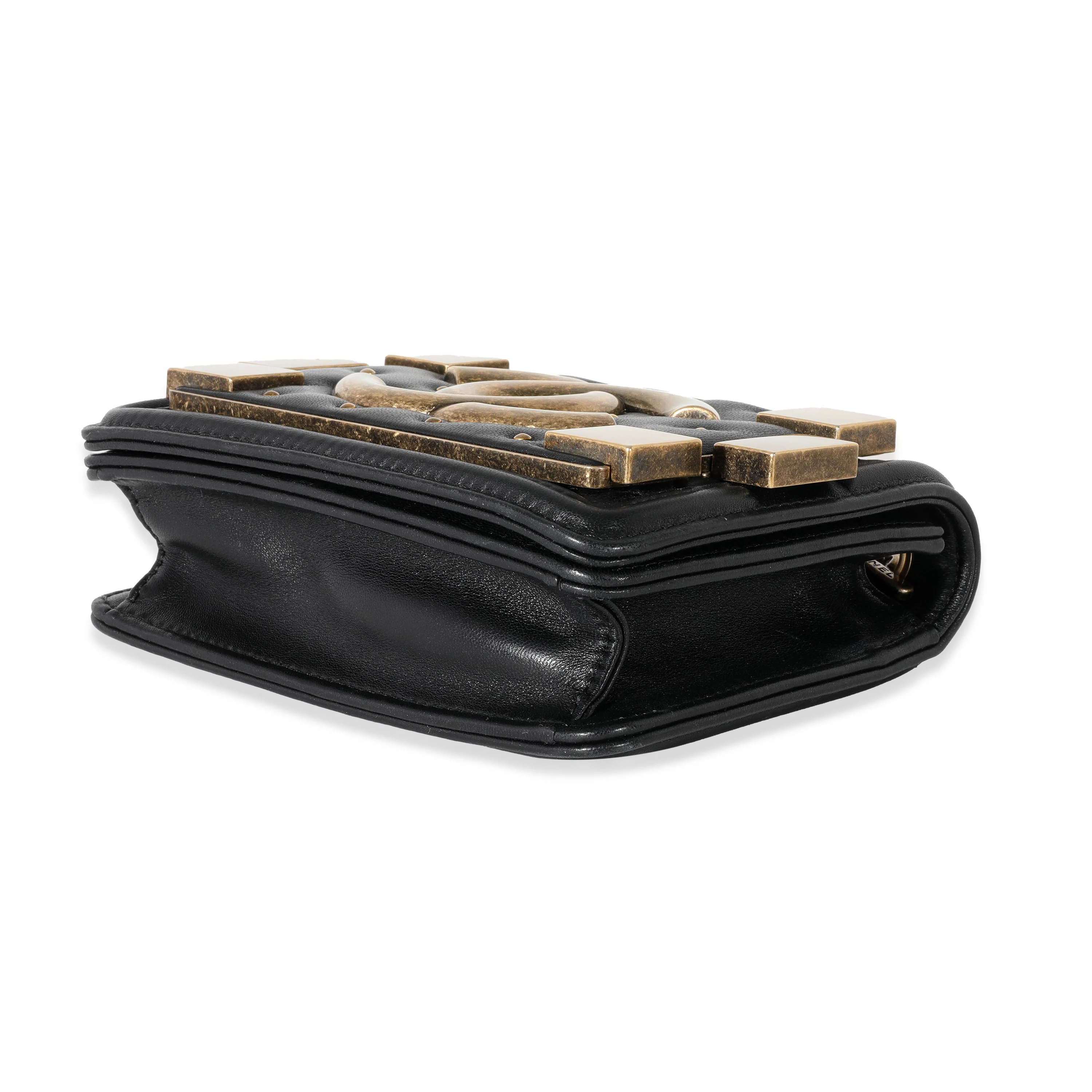 Chanel Black Lambskin Quilted Boy Brick Studded Flap Bag - Image 7