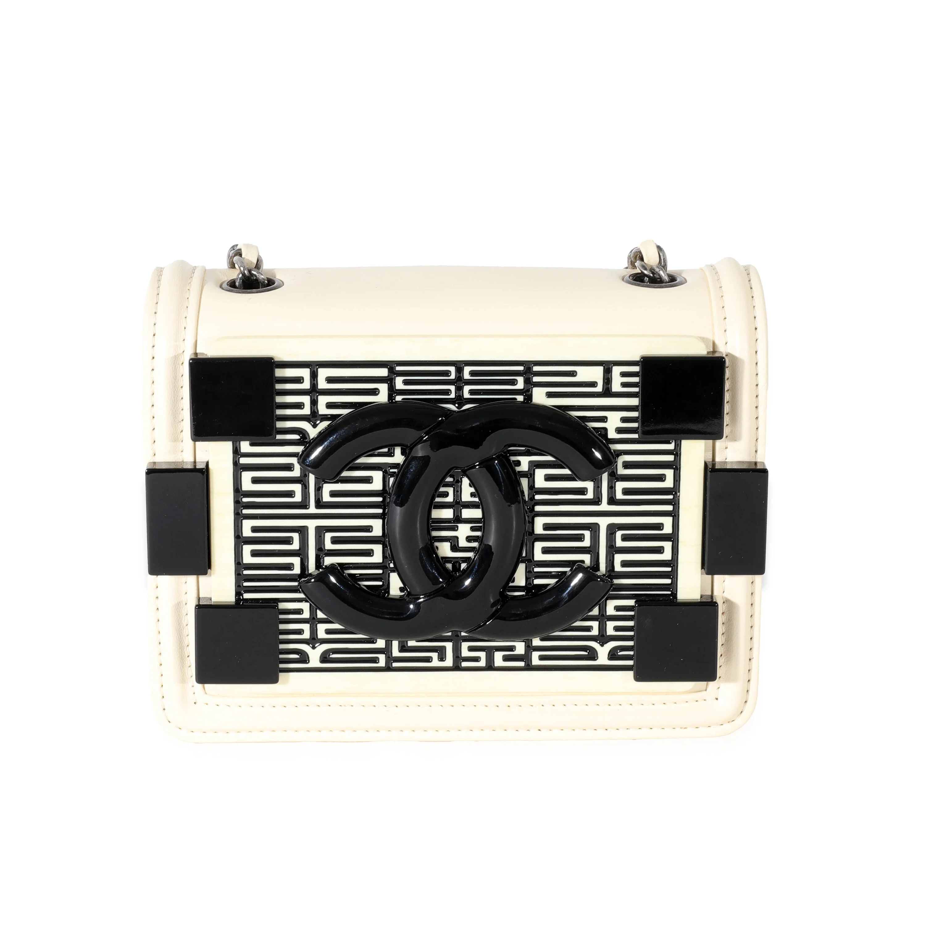 Chanel Cream Lambskin Quilted Seamless Greek Boy Brick Flap Bag