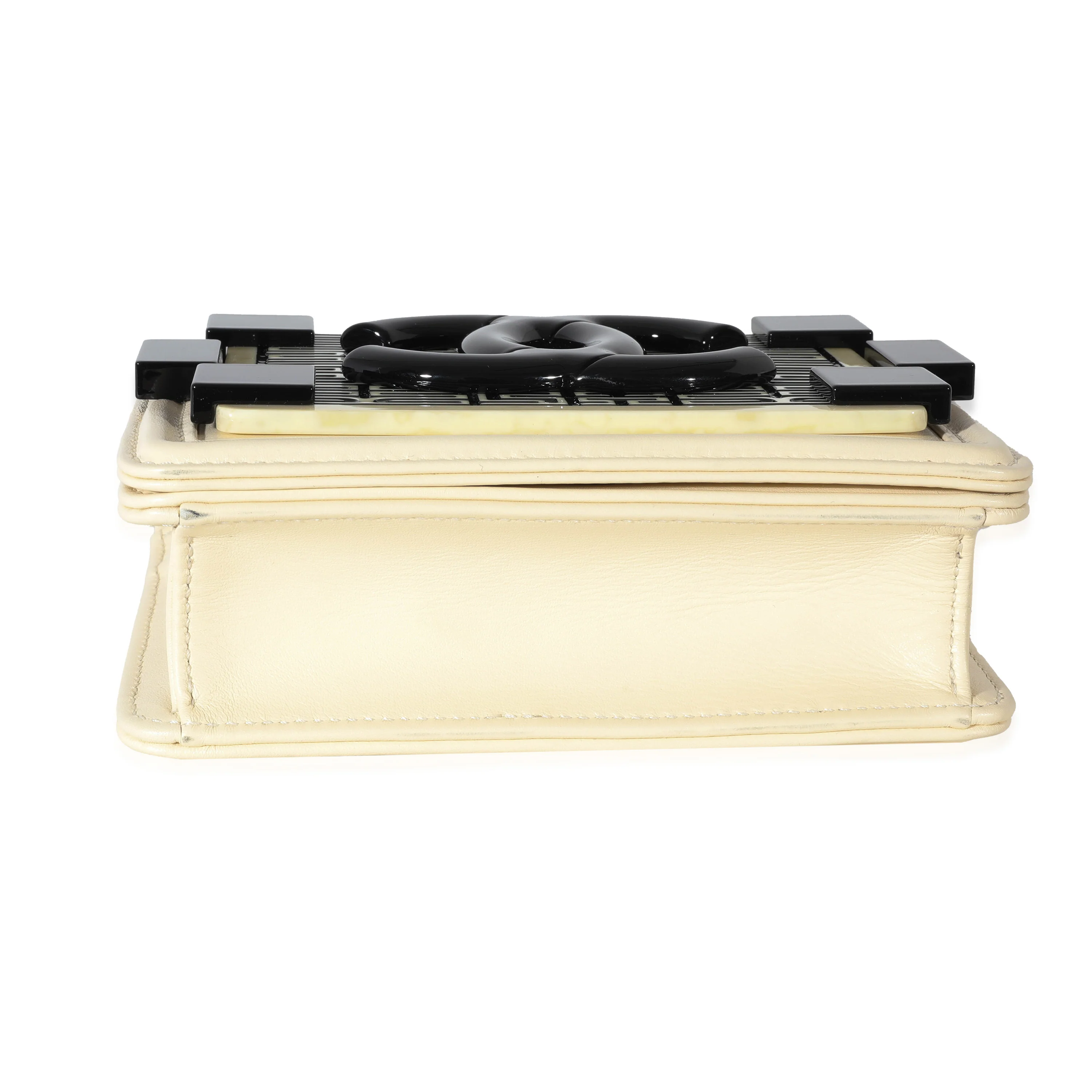 Chanel Cream Lambskin Quilted Seamless Greek Boy Brick Flap Bag - Image 5
