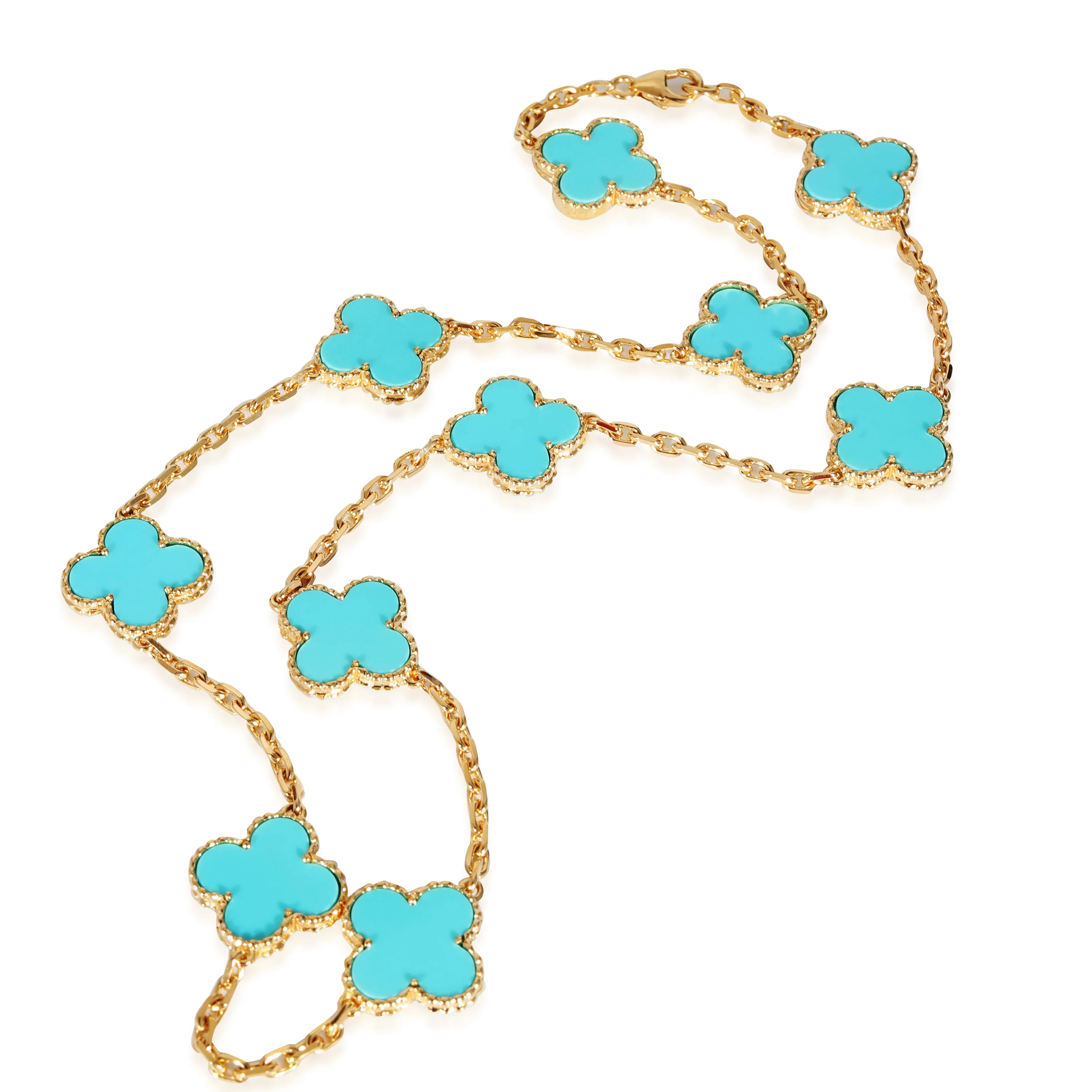 Van Cleef & Arpels Alhambra Vintage Turquoise 10 Station in 18k Yellow Gold - Image 2