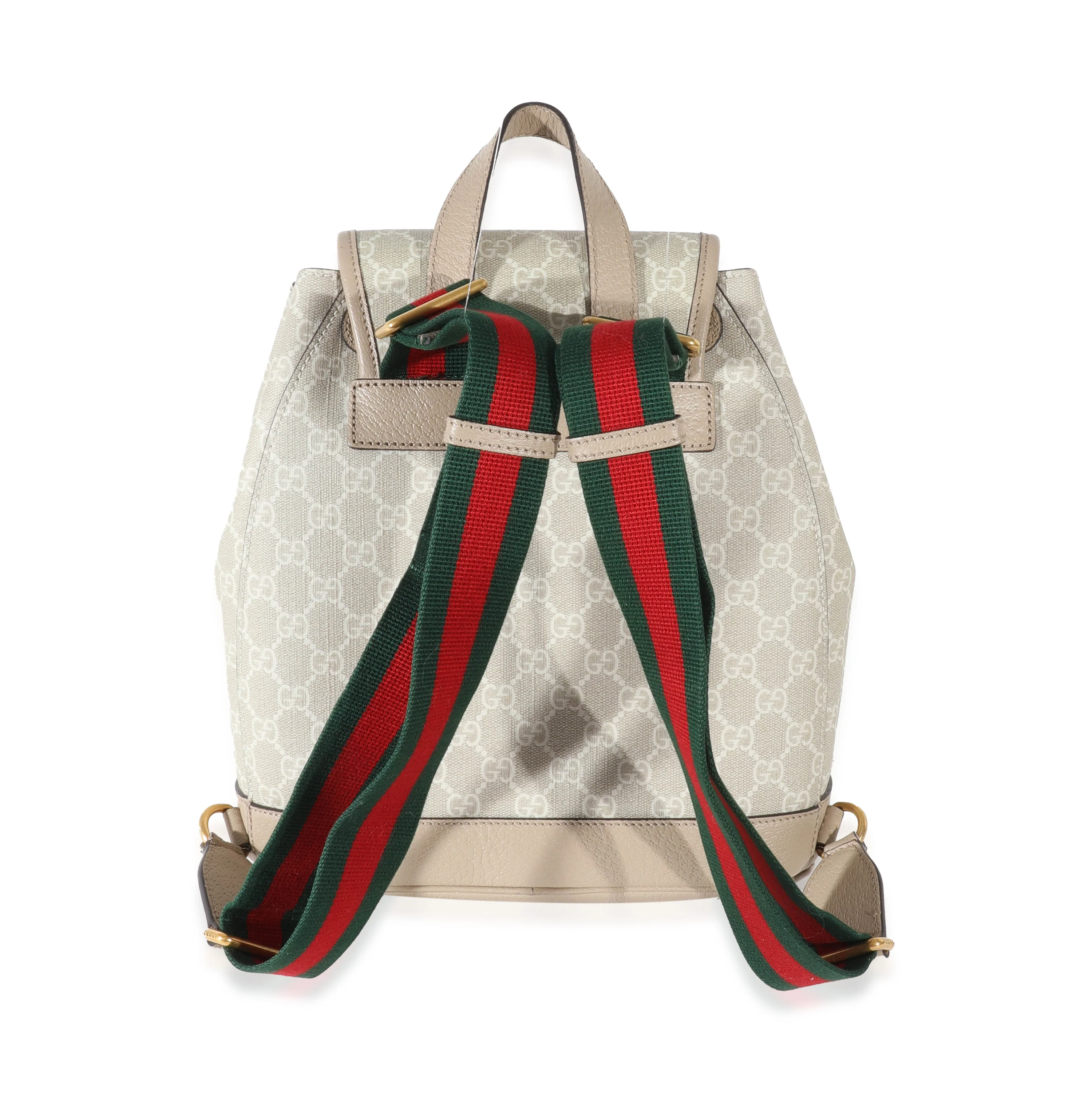 Gucci Beige White GG Supreme Canvas Interlocking G Backpack - Image 3