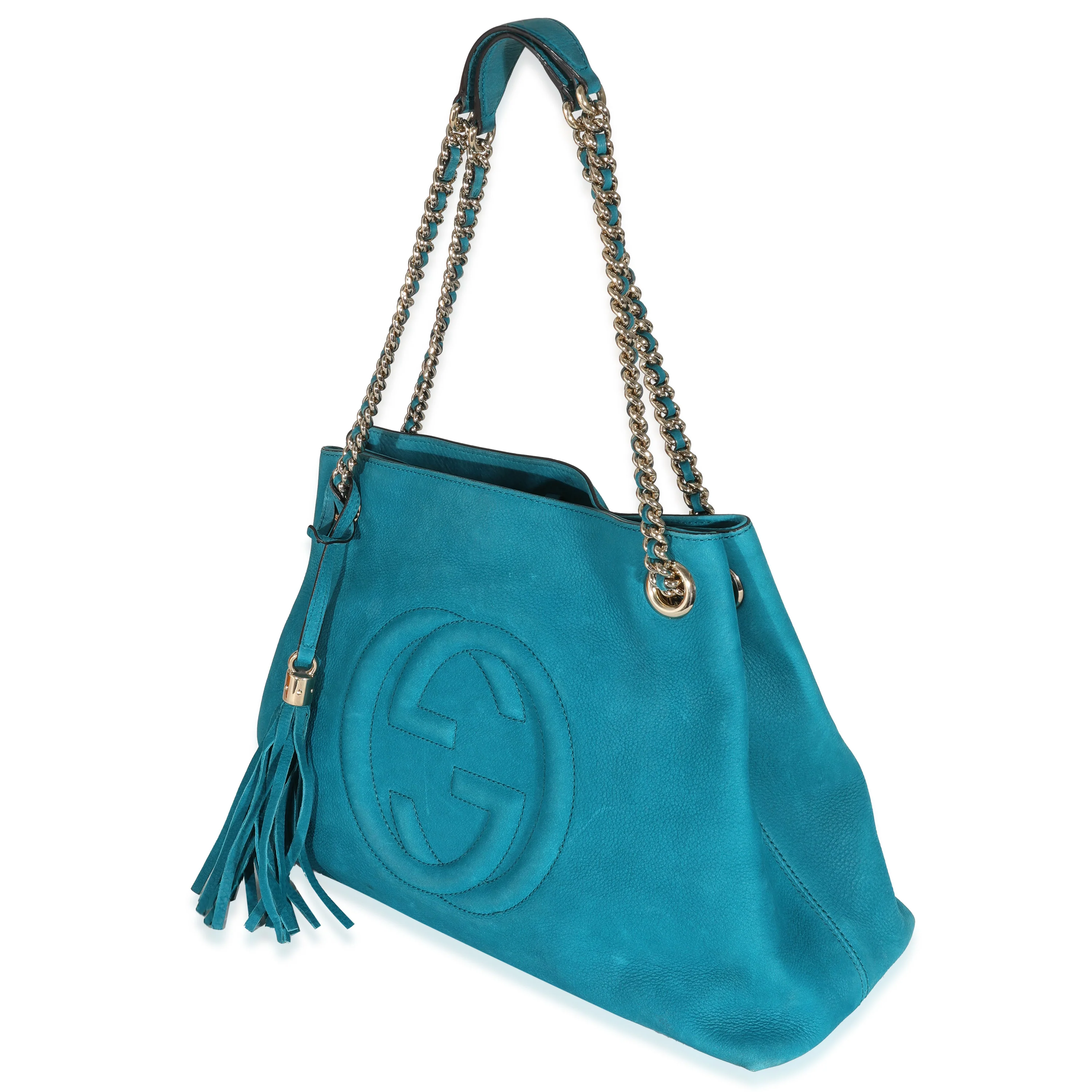 Gucci Blue Nubuck Medium Soho Chain Tote - Image 2