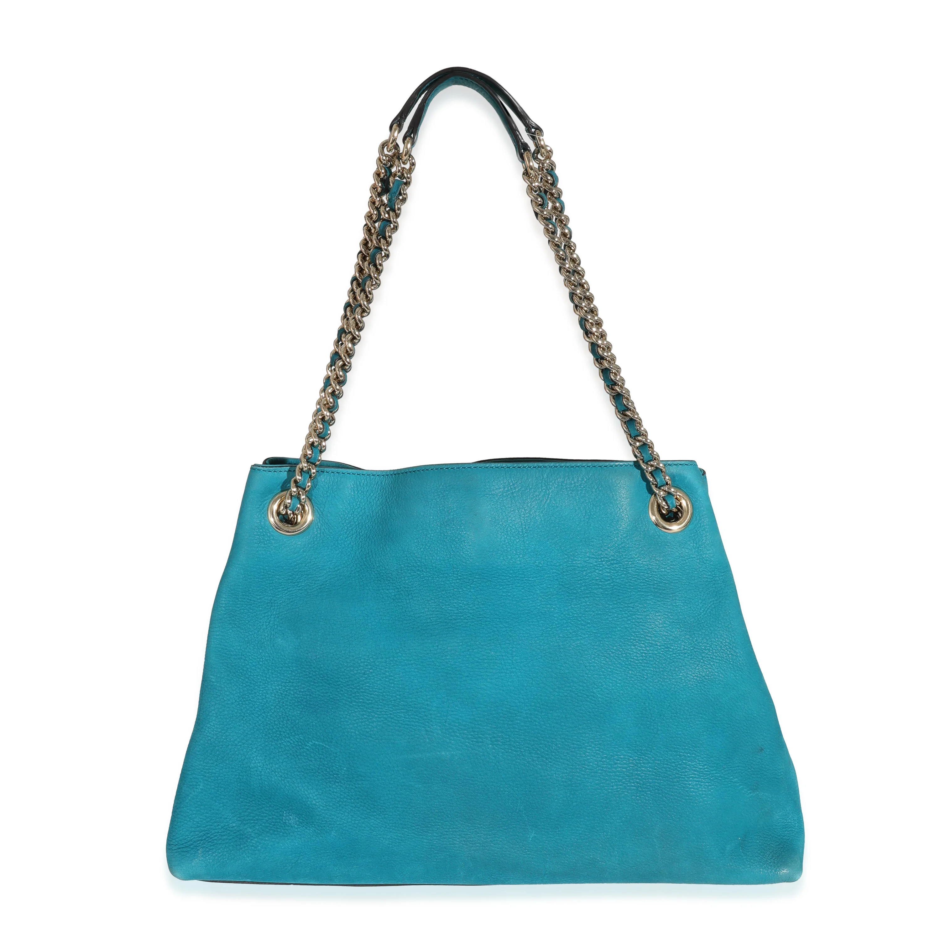 Gucci Blue Nubuck Medium Soho Chain Tote - Image 3