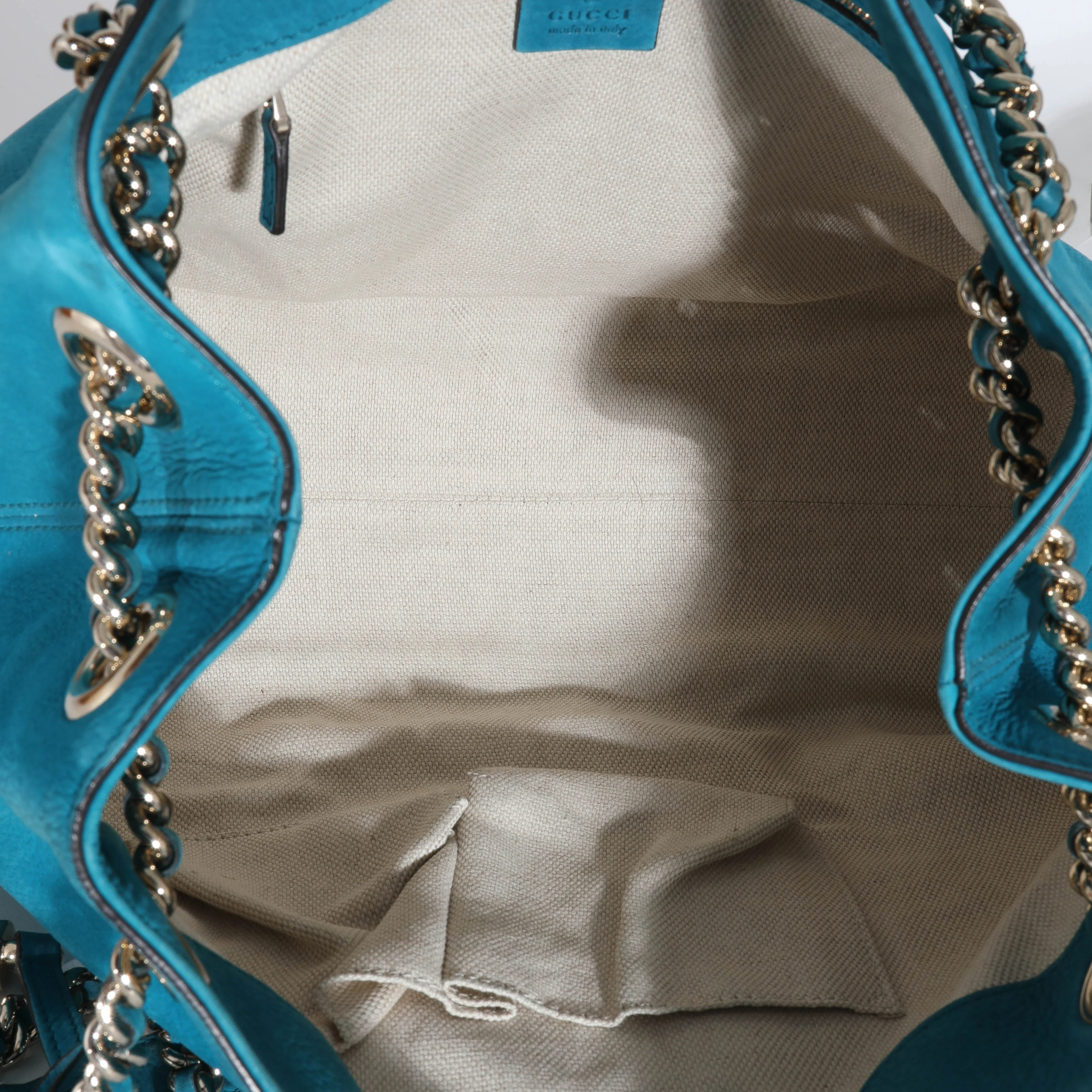 Gucci Blue Nubuck Medium Soho Chain Tote - Image 7