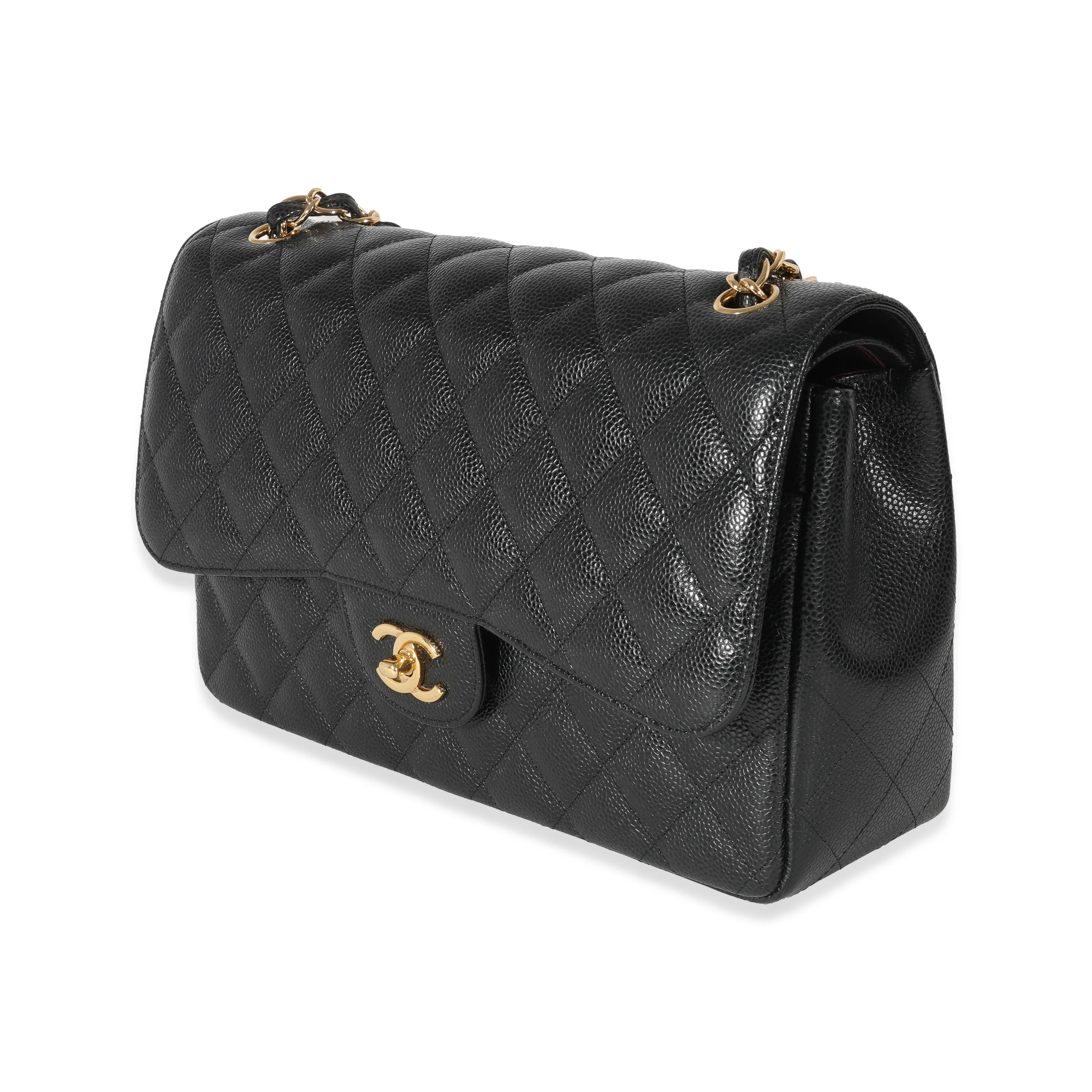Chanel Black Caviar Jumbo Classic Double Flap Bag - Image 2