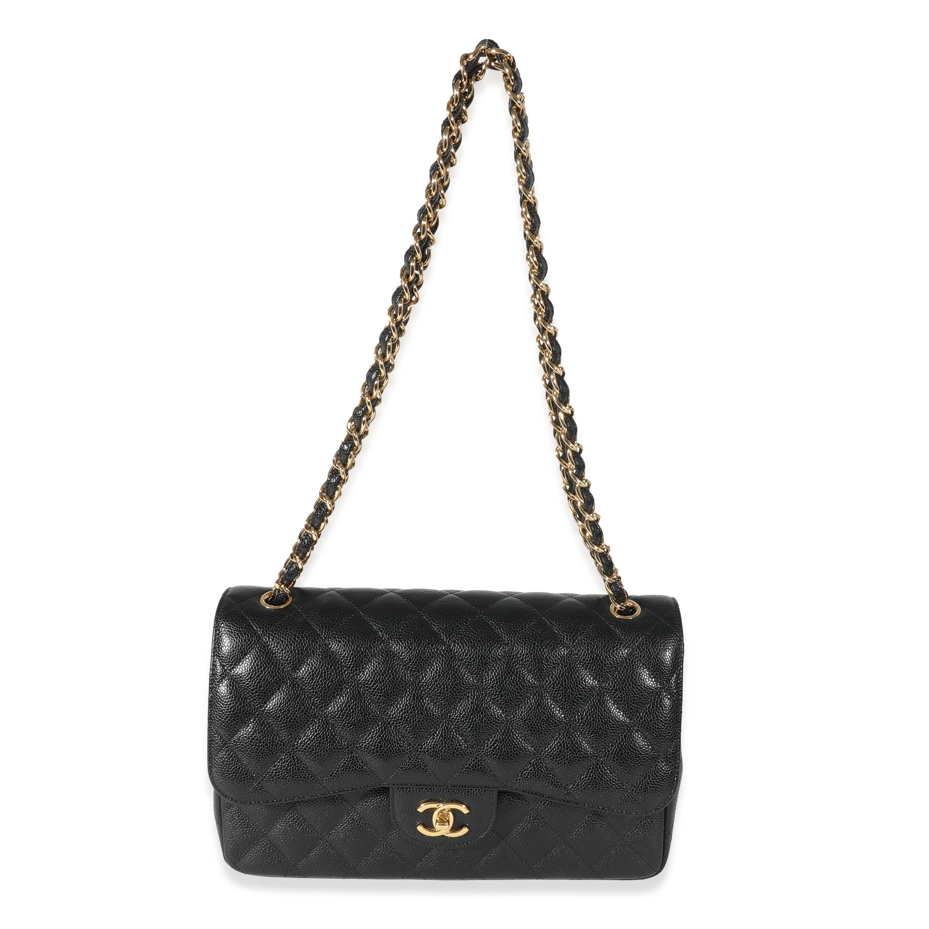 Chanel Black Caviar Jumbo Classic Double Flap Bag - Image 4
