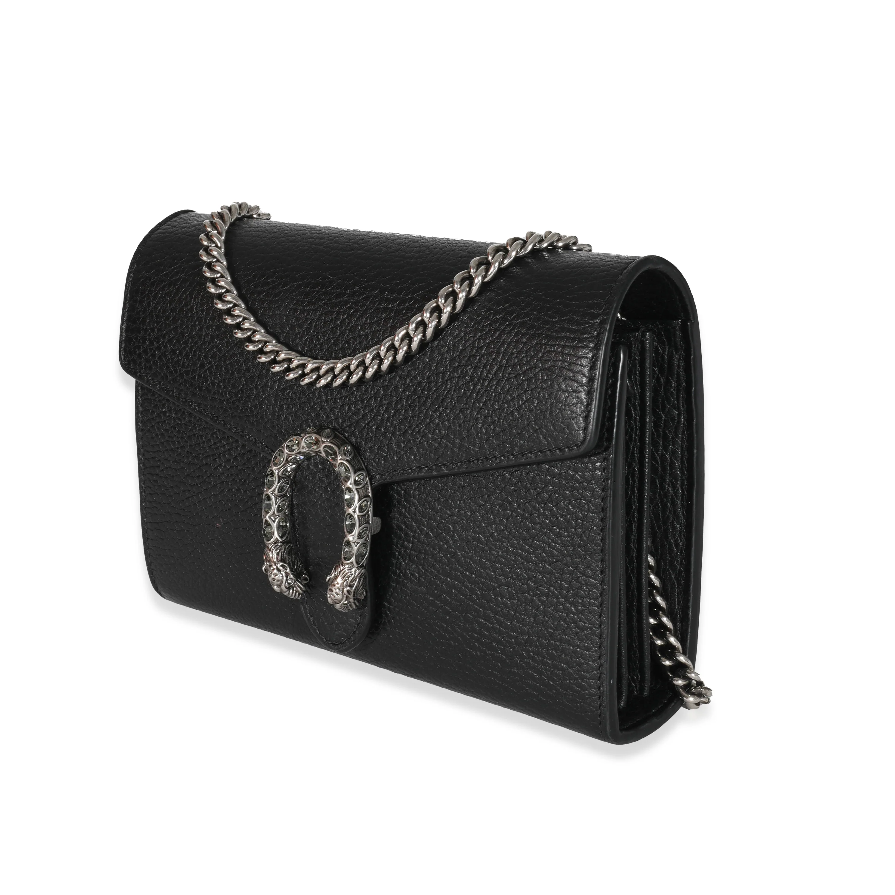 Gucci Black Grained Leather Dionysus Mini Chain Bag - Image 2