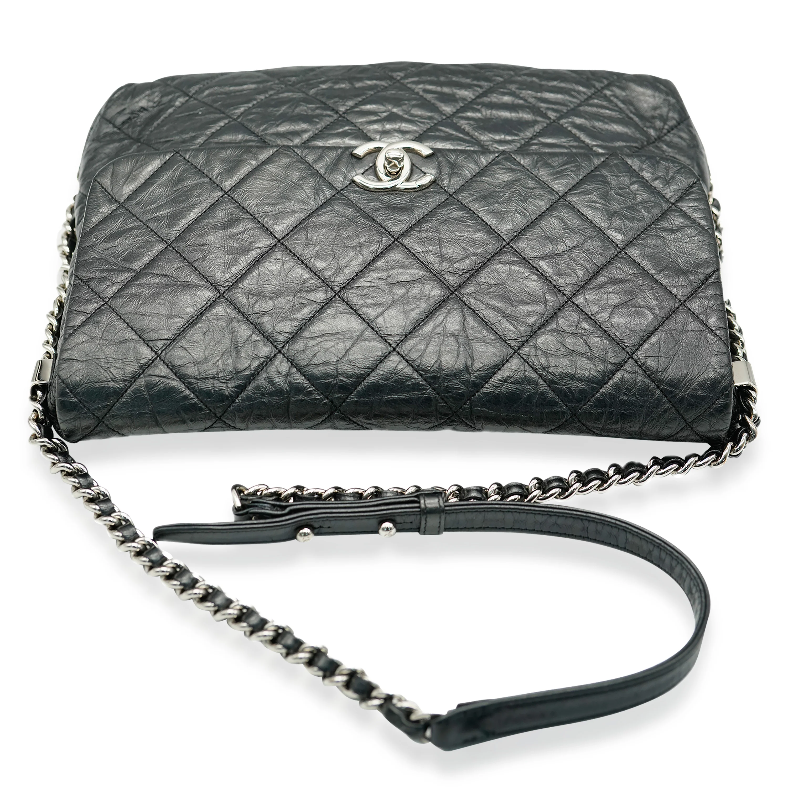 Chanel Black Crackled Aged Calfskin Big Bang Flap Bag - Image 11