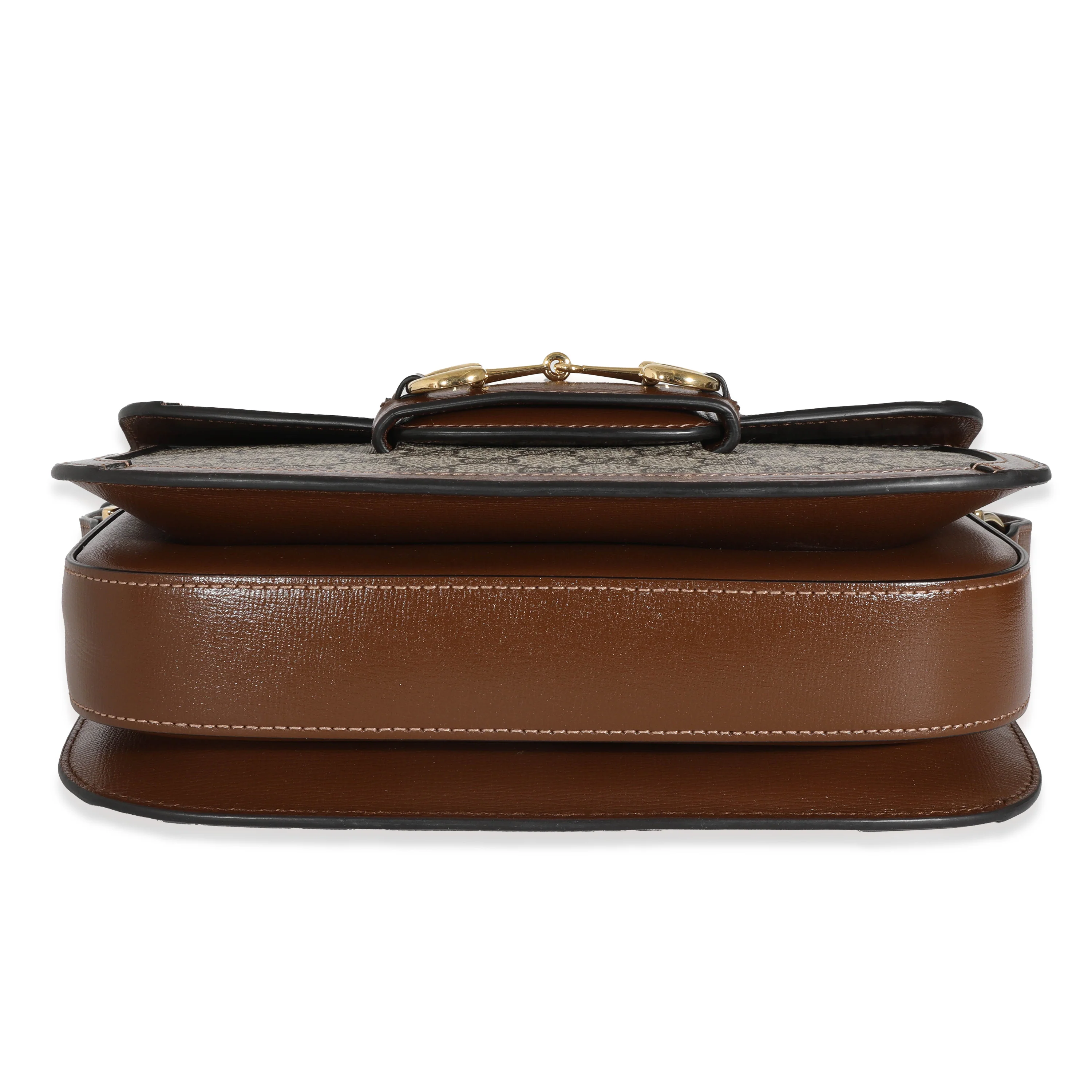 Gucci GG Supreme & Brown Leather 1955 Horsebit Shoulder Bag - Image 4