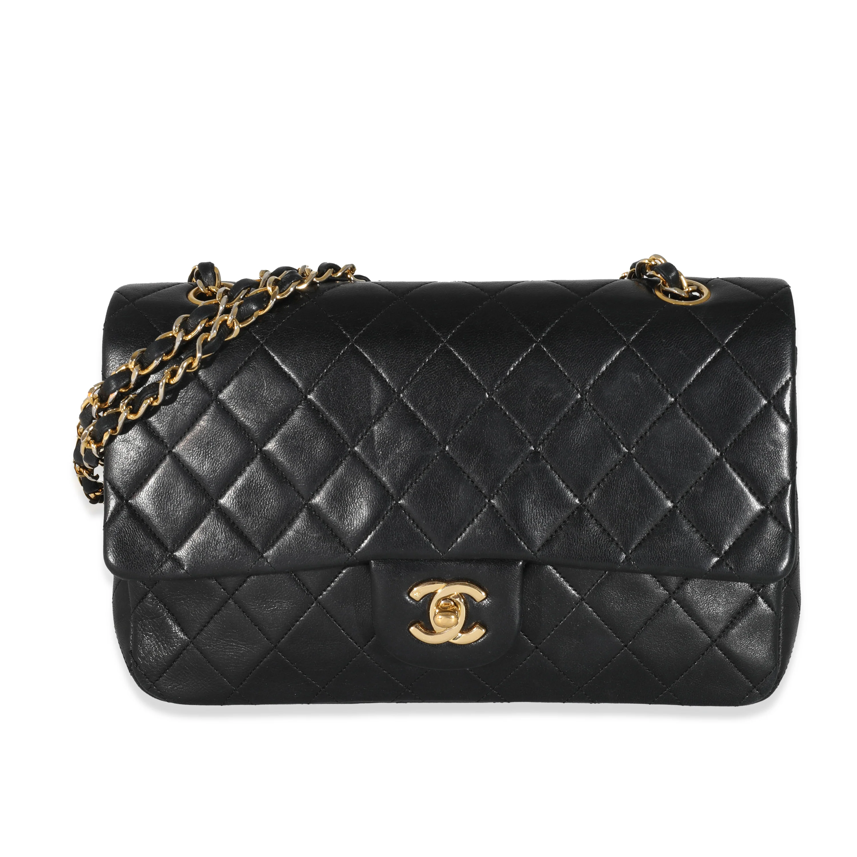 Chanel Vintage Black Quilted Lambskin Classic Medium Double Flap