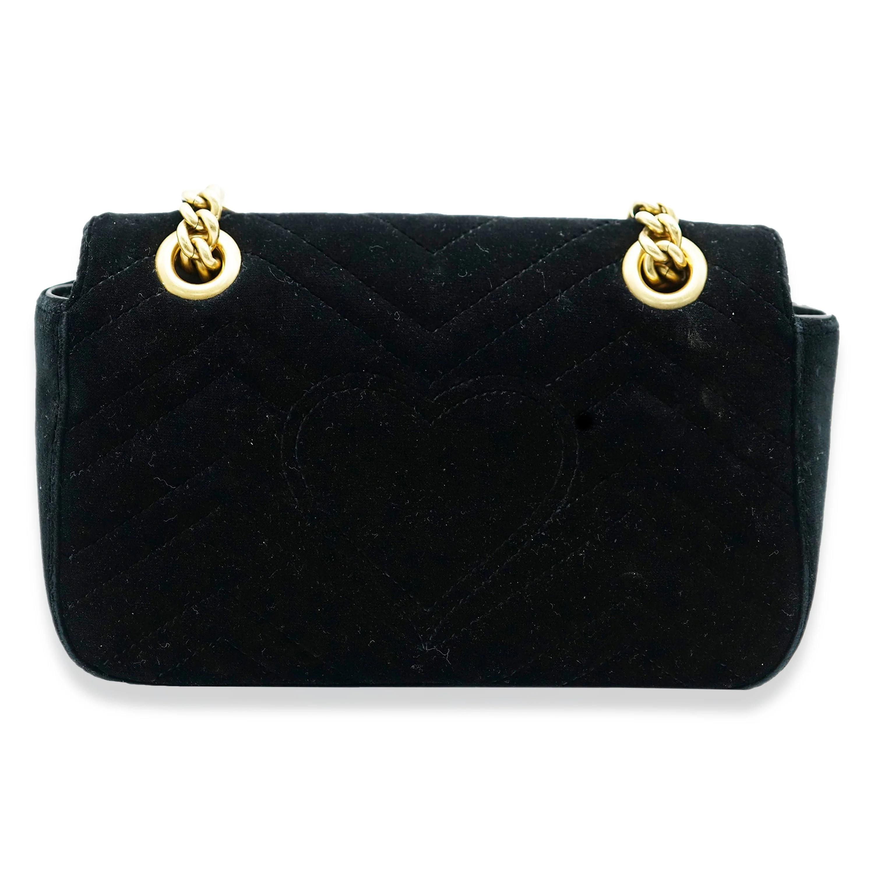 Gucci Black Velvet Matelasse GG Mini Marmont Bag - Image 10