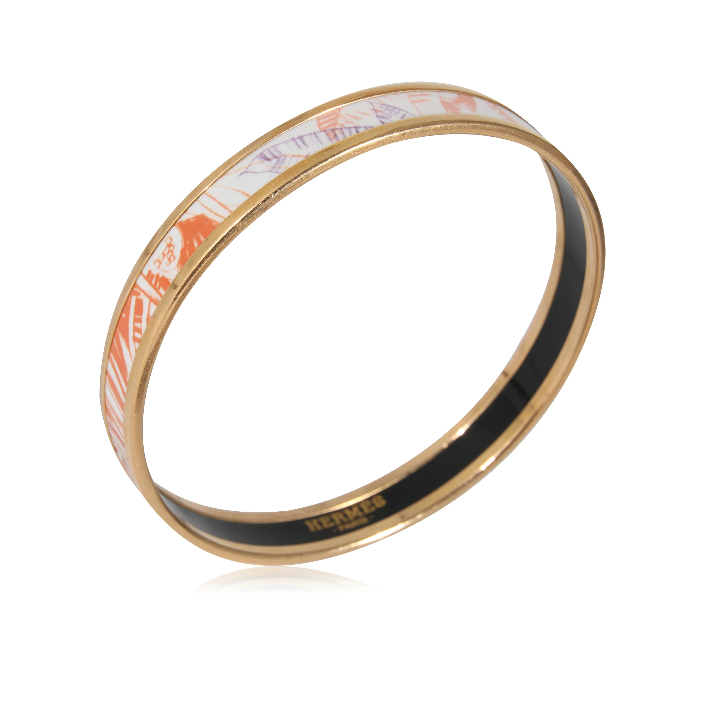 Hermès Narrow  Enamel Bracelet in  Gold Plated, 62mm - Image 2