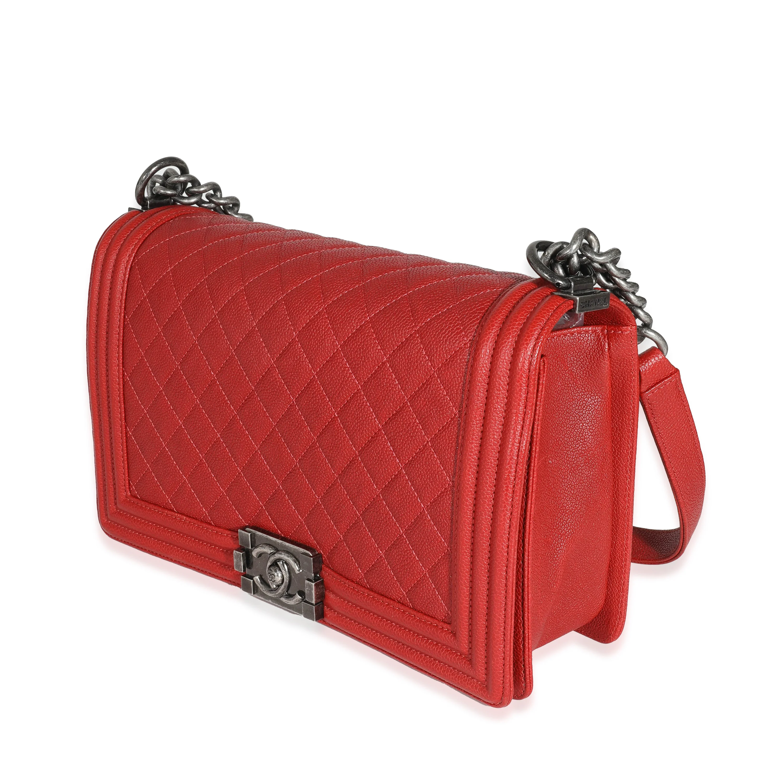 Chanel 16A Red Quilted Caviar New Medium Boy Bag - Image 2