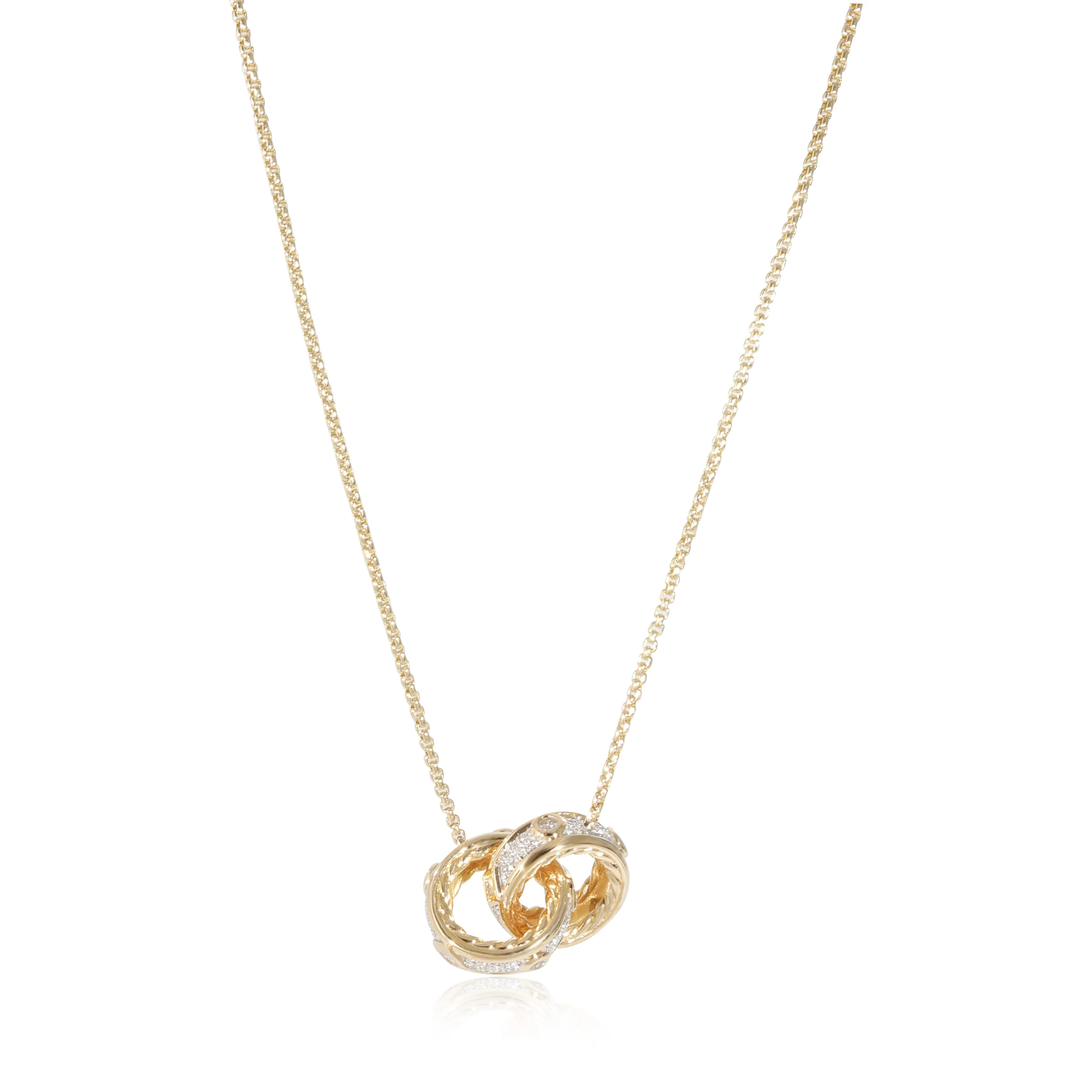 David Yurman Renaissance Double Pendant in 18k Yellow Gold 0.31 CTW