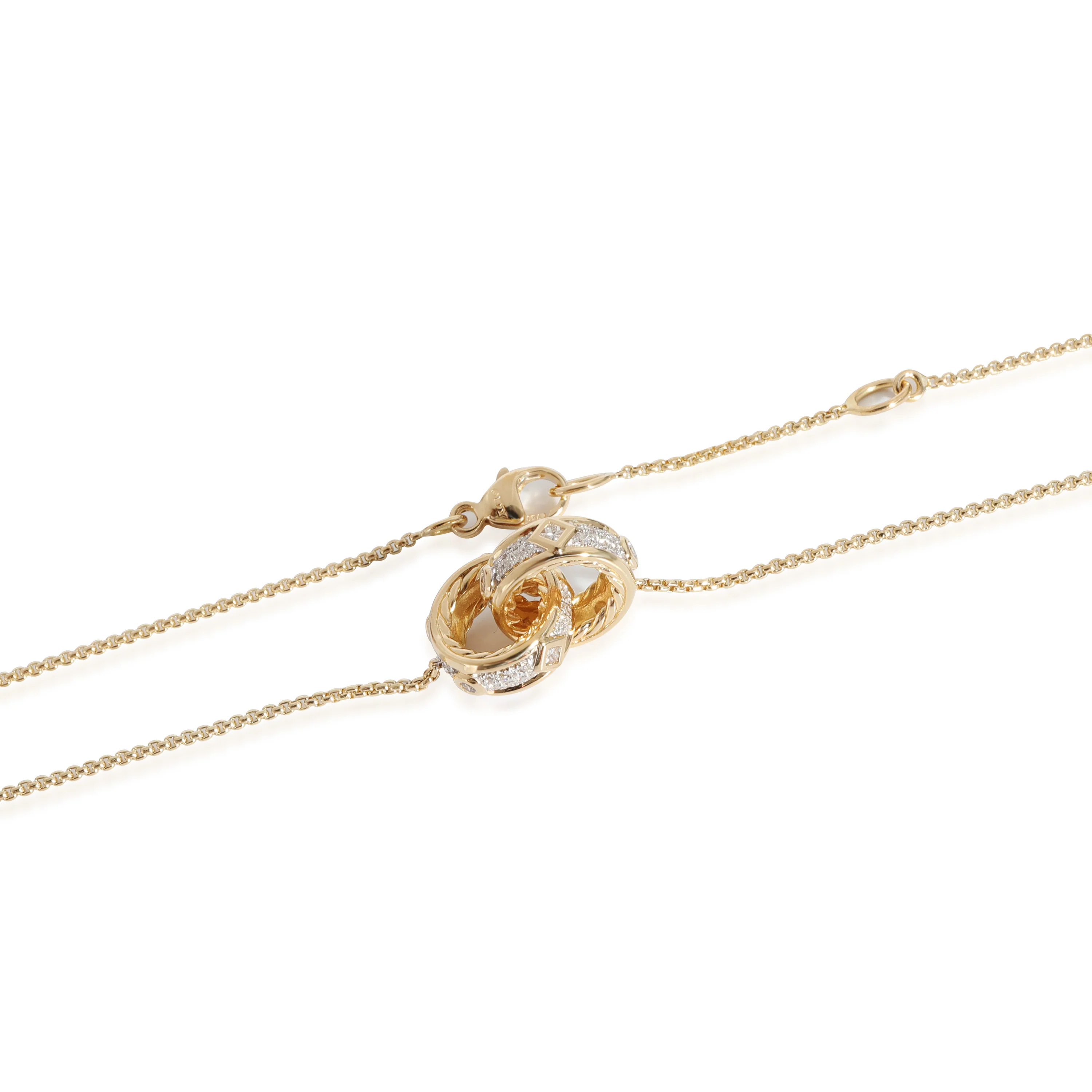 David Yurman Renaissance Double Pendant in 18k Yellow Gold 0.31 CTW - Image 3