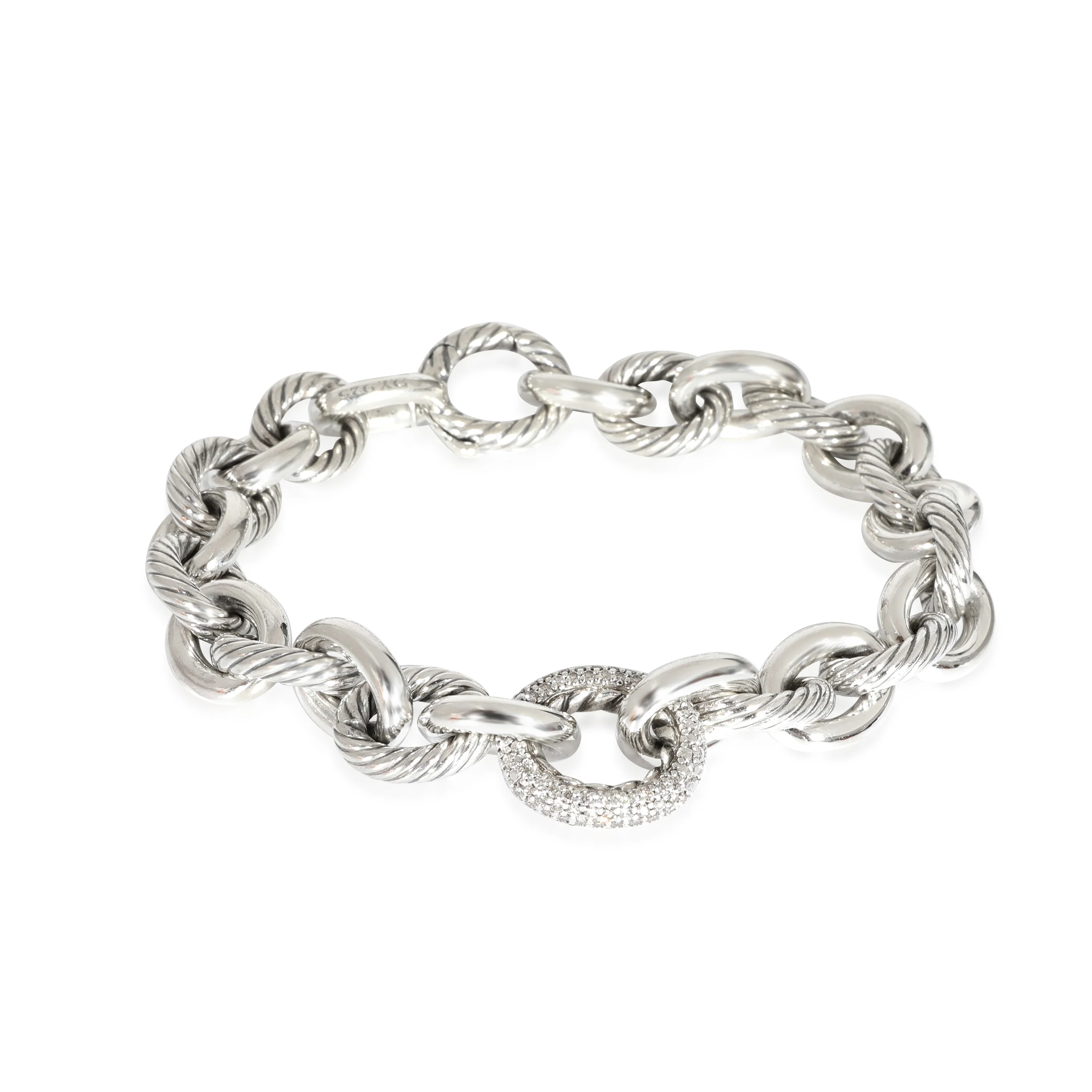 David Yurman Oval Link Chain Collection Bracelet in Sterling Silver 0.5 CTW